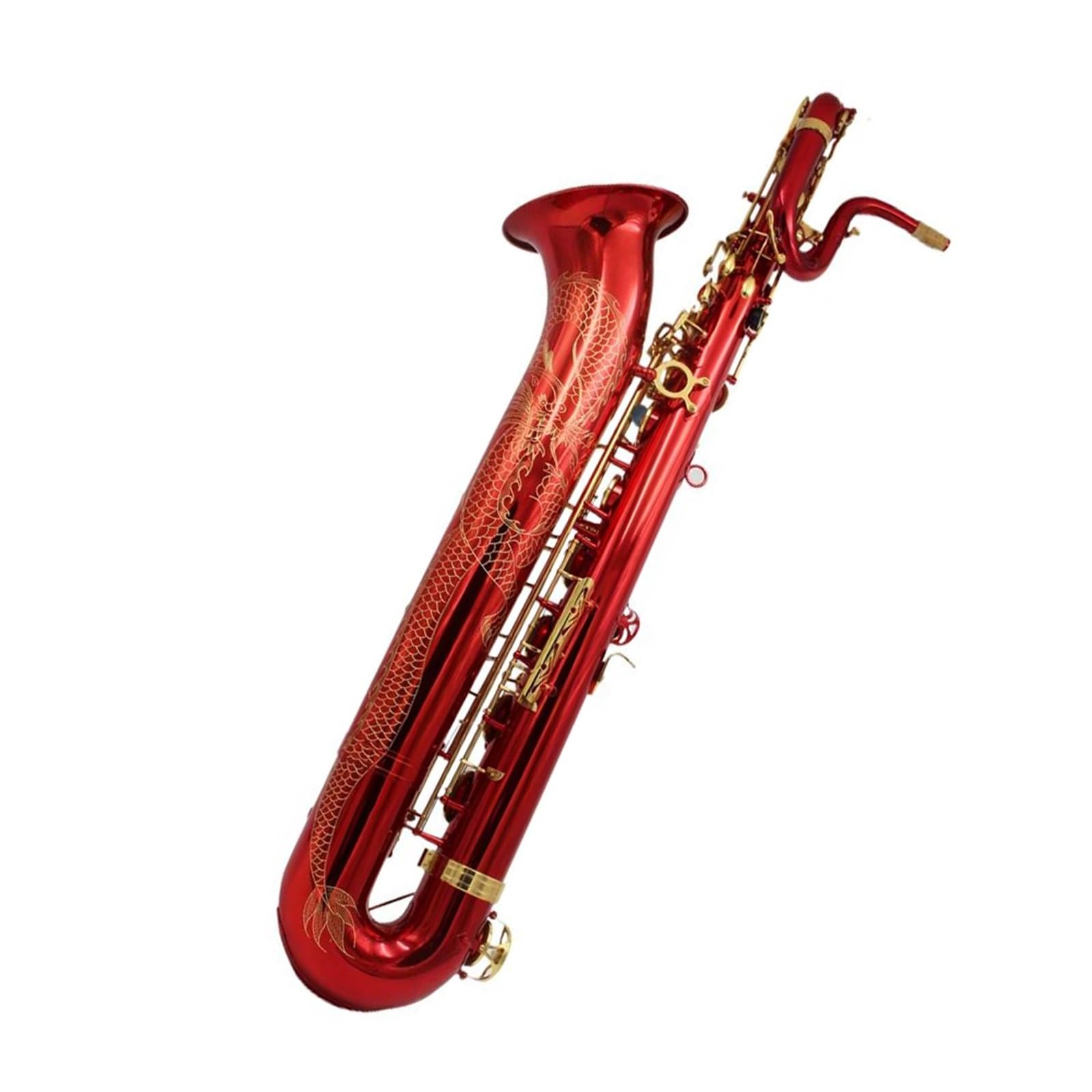 Saksofon barytonowy Oriental Music Red Lacquer Professional Grade ręcznie rzeźbiony wzór od niskiego A do Saksofon