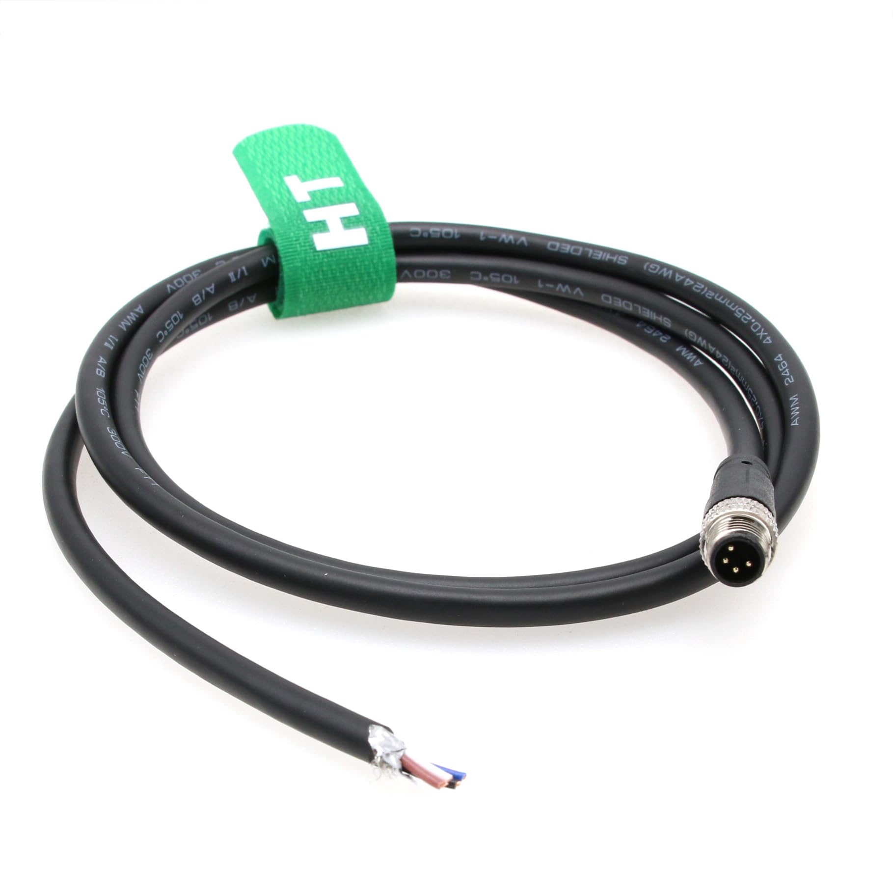 HangTon Actuator Sensor Power Cable M8 4 Pin Male Flying Leads for Keyence Automation Switch Field Device Shielded A-Code PVC 2m