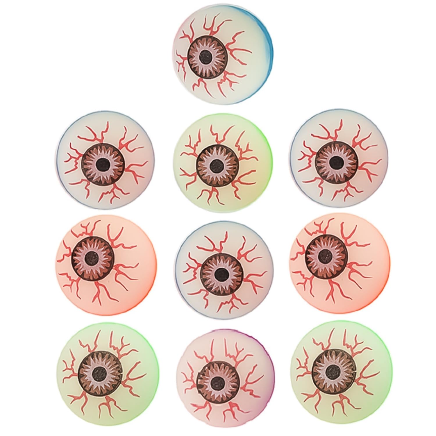 RmKbe 10pcs Halloween Eyeball Bouncy Balls Scary Realistic Eyes Glow in The Dark Eye Bouncing Balls Halloween Party Eyeballs Toys for Party Supplies (Random Color)