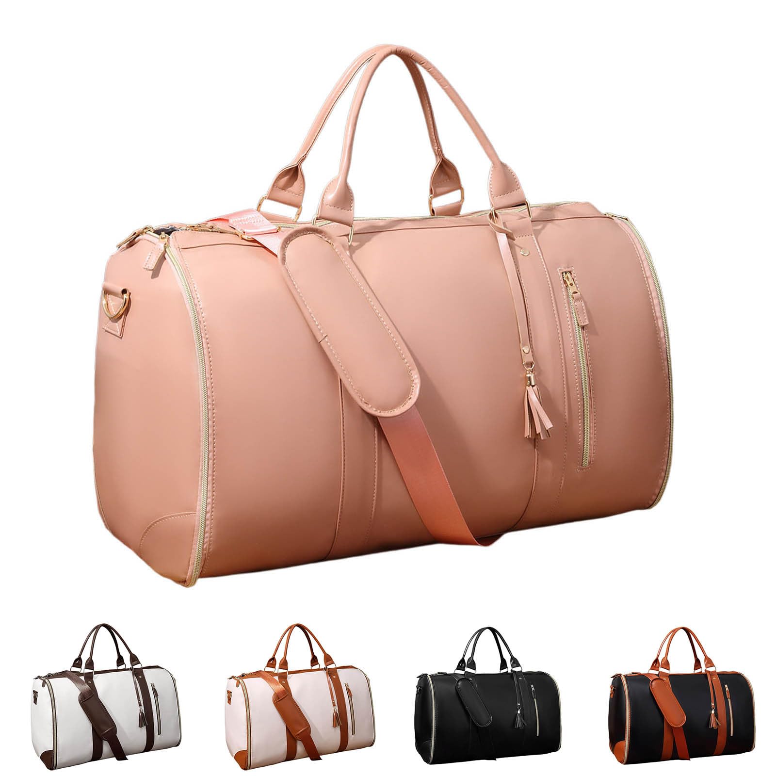 Faltbare Reisetasche 2.0, Reisetasche Miorsen, Faltbare Reisetaschen 2-in-1, umwandelbar, große Wassertasche aus -Leder mit abnehmbaren Rädern (Beige)