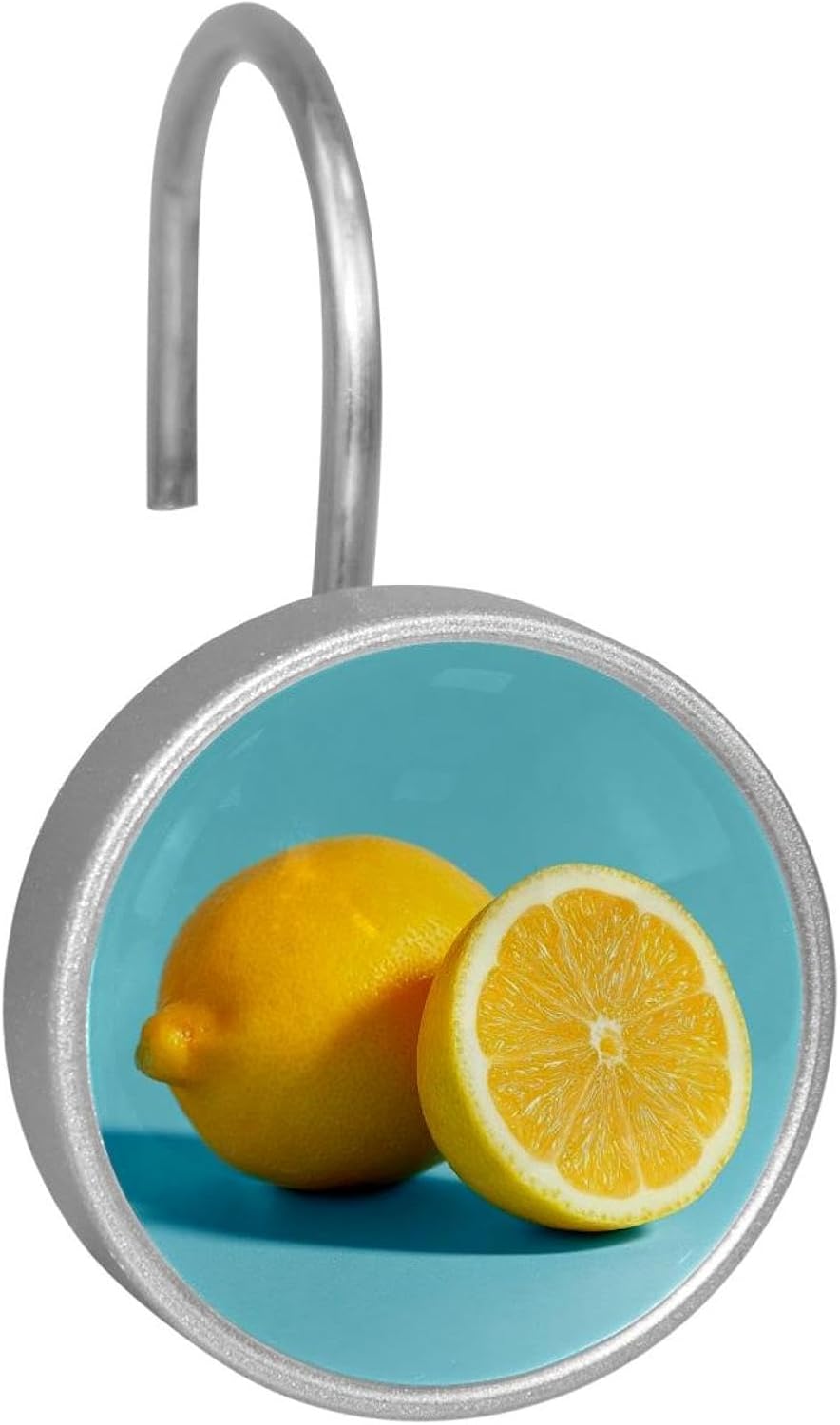 12 Pieces Citrus Fruit Yellow Lemon (1) Shower Curtain Hooks Rings, Stainless Steel Shower Hook Hanger Rings for Bathroom Living Room Bedroom Home Decor