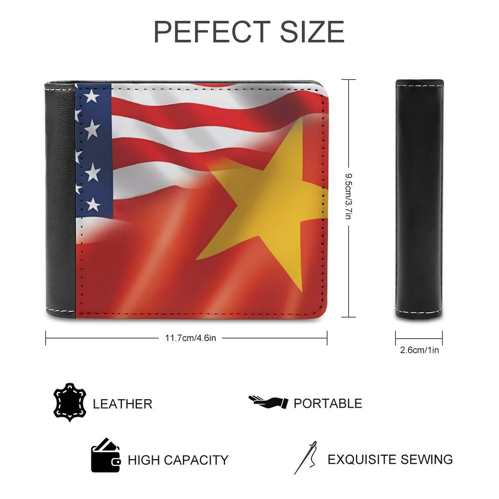 Half Tigray Region Flag and American Funny Billfold Wallet Credit Card Holder Slim Passcase Pouch Purse for Men Women