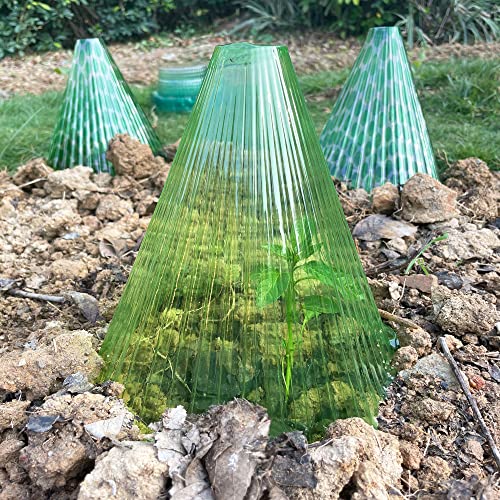 Fshow Garden Cloches,20 Pack Reusable Plant Bell Cover,Bell Jar Cloches For Protection Against Sun, Frost, Snails Etc. (Green) #TOP5