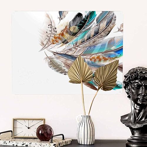 Miniatura 5 de WONDERTIFY Letrero de metal de plumas Flying In The Air para cafetería, bar, pub, cerveza, restaurantes, decoración de pared, calcomanía artística,