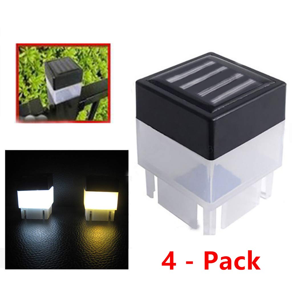 4 - Pack Solar Light,Solar Powered Outdoor LED Square Fence Light Garden Landscape Post Deck Lamp LED Step Light,Illuminates Stairs Patio Deck Yard Garden Outsides,Path,Fence Post lamp (Warm Yellow)