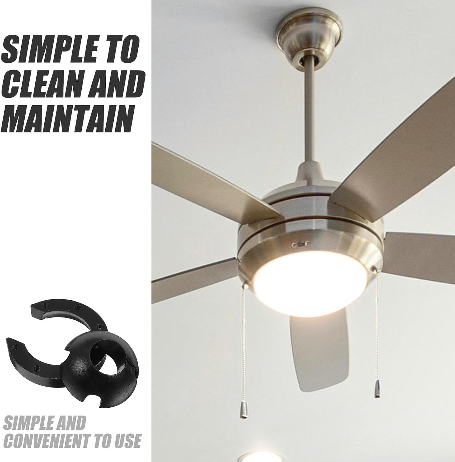 SOLUSTRE Ceiling Fan Mounting Bracket Kit with Hook, Universal Ceiling Fan Base and Holder Components for Secure Flush Mount Installation in Living Rooms and Bedrooms