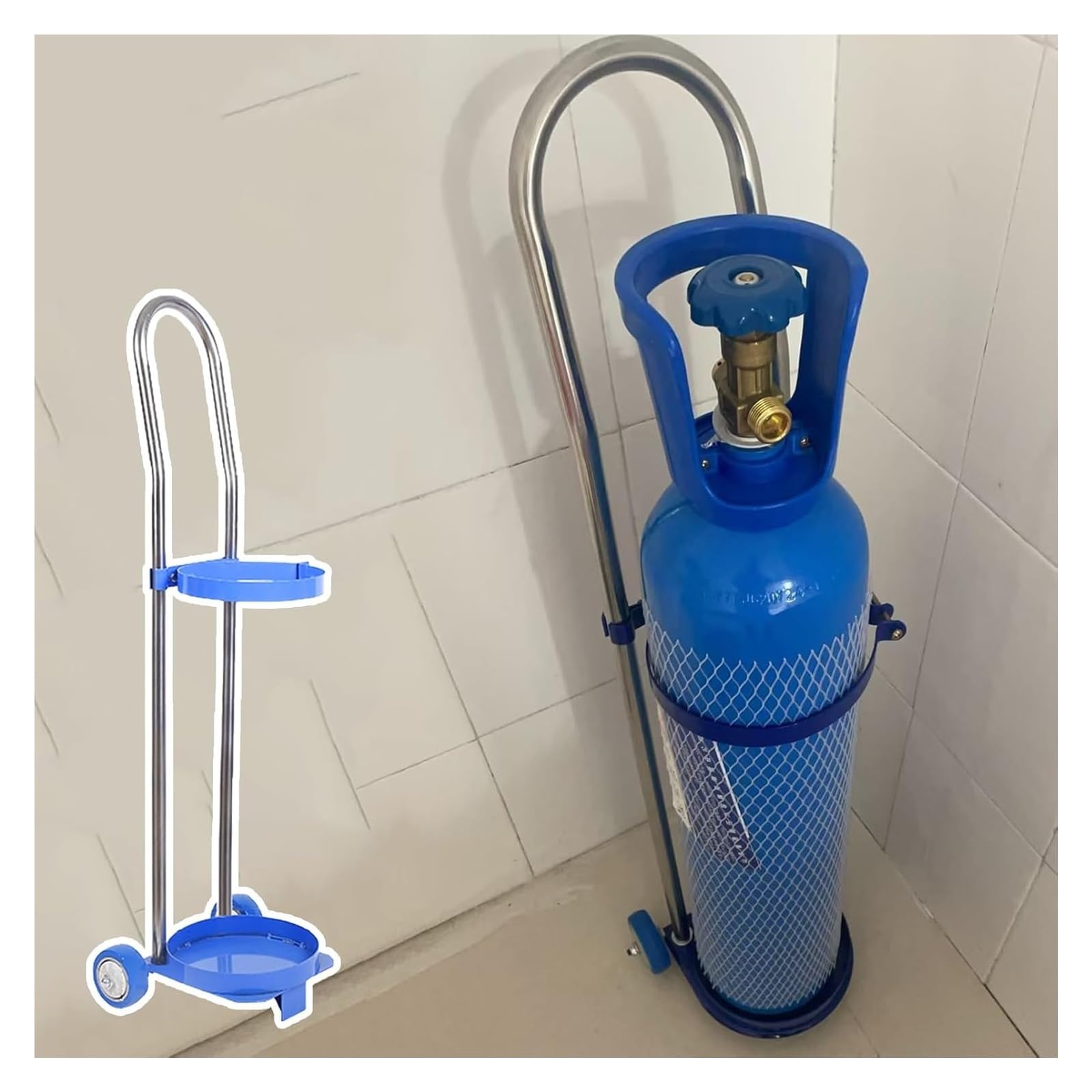 GLJTUO Oxygen Cylinder Rack, 2-Wheel Oxygen Cylinder Rack With Handle Multiple Heights,H-80cm(31 1/2