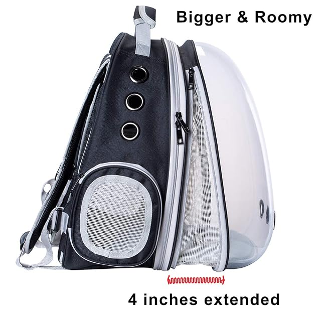 Foto 2 de 5 de N/D Mochila grande para gatos con bolsa de transporte para mascotas expandible frontal