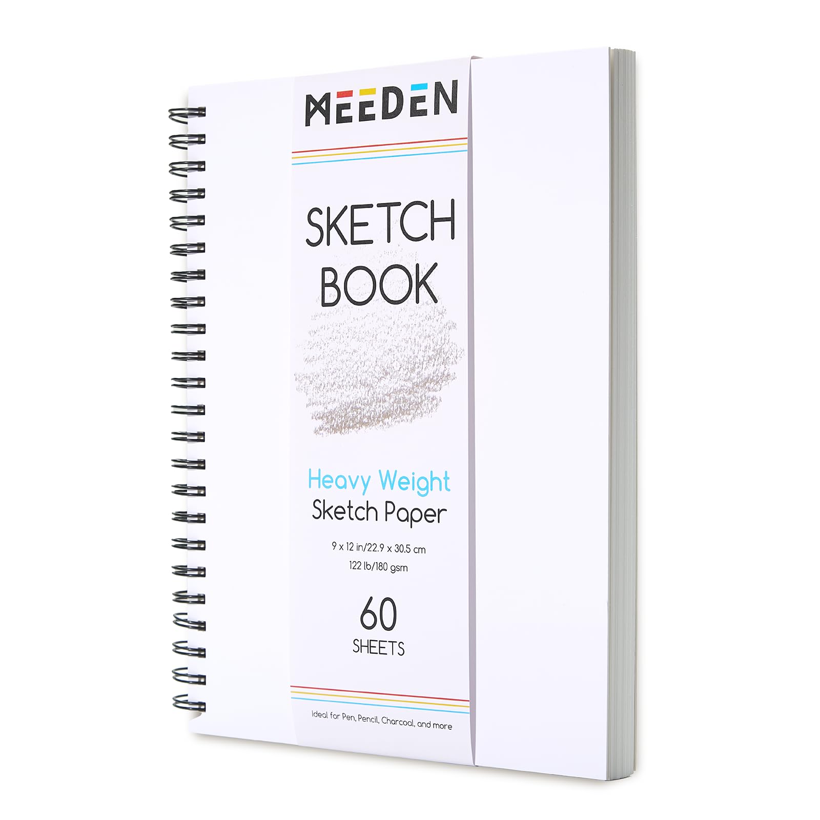 MEEDEN 22.9 x 30.5cm Sketchbook Paper Pad: 122lb/180gsm Spiral Bound Art Sketch Book with DIY Cover for Artists Adults - 60 Sheets Heavy Weight Hardcover Sketch Drawing Paper for Painting Sketching