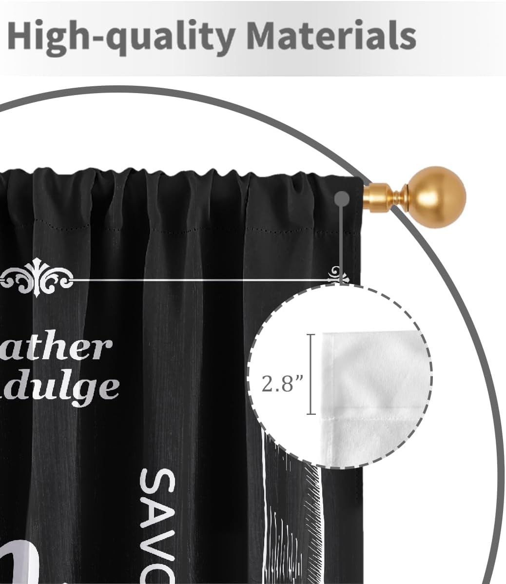 EGIGCC Black and White Kitchen Curtains 27.5W x 39L Inch Small Mini Farmhouse Rustic Country Vintage Retro Funny Fun Fork Spoon Rod Pocket Short Tiers for Cafe Window Drapes Treatment Fabric 2 Panels