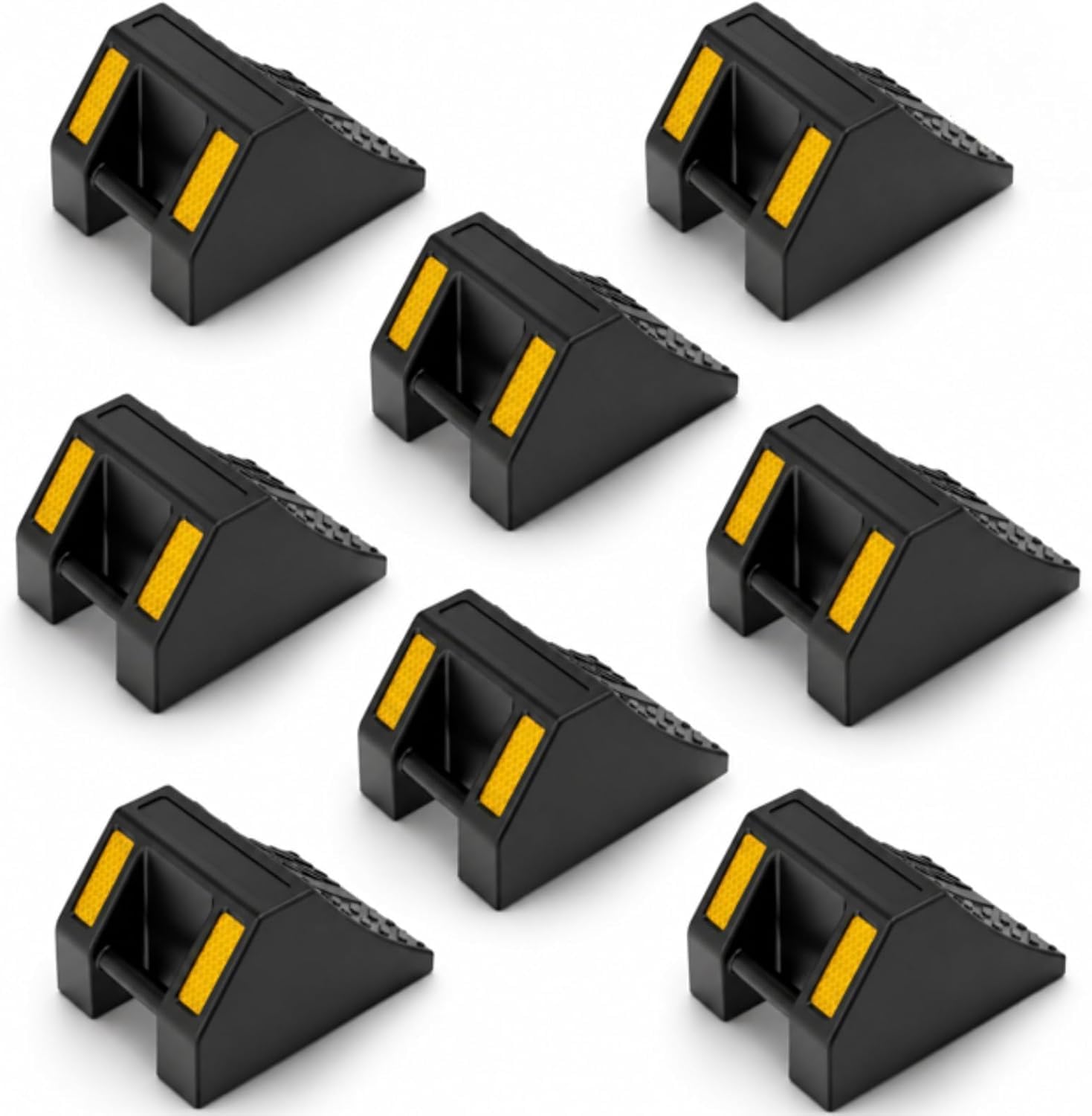 8 cuñas de goma para ruedas de alta resistencia, para caravanas, autocaravanas, camiones y coches. Dimensiones: 16,2 x 12,2 x 10,2 cm