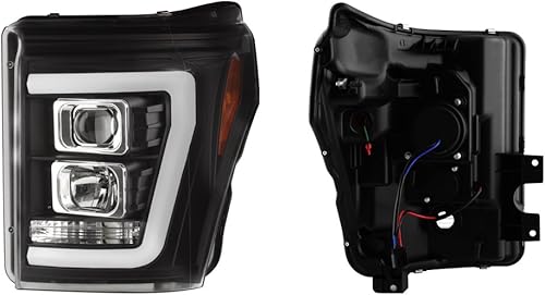 Miniatura 9 de AKKON - Para 2011-2016 Ford F250 F350 F450 F550 Superduty LED Tube Chrome Proyector Faros Conductor+Pasajero Par