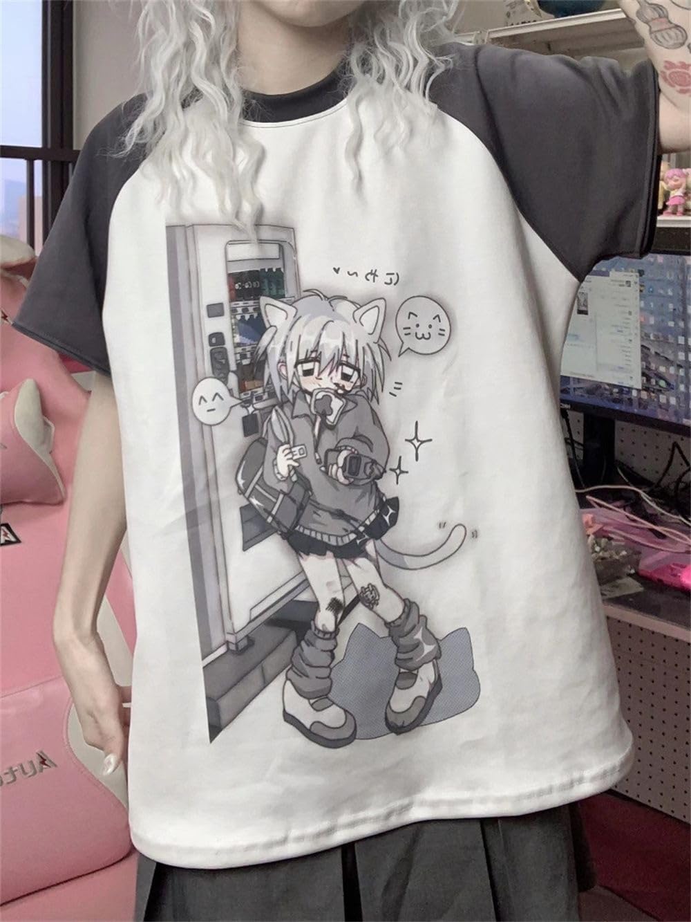 Y2k Aesthetic Detachable Sleeve T-Shirt Women Kawaii Cat Girl Anime Print Cute Sweatshirts Fairycore Streetwear - Image 6