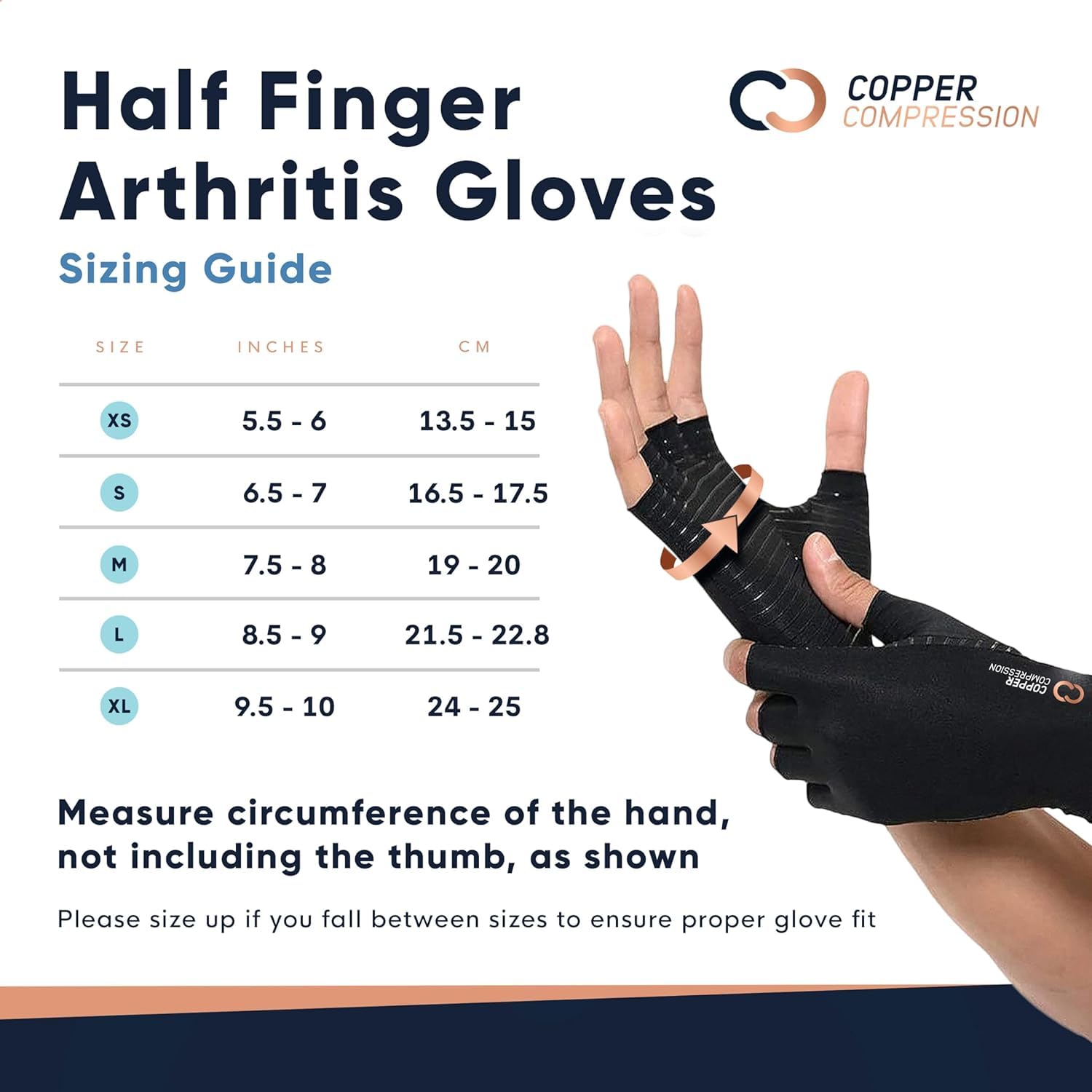 Copper Compression Guantes para artritis | Guantes sin dedos para aliviar el dolor del túnel carpiano para hombres y mujeres | Muñequera de soporte de mano para reumatoide, tendinitis, hinchazón,