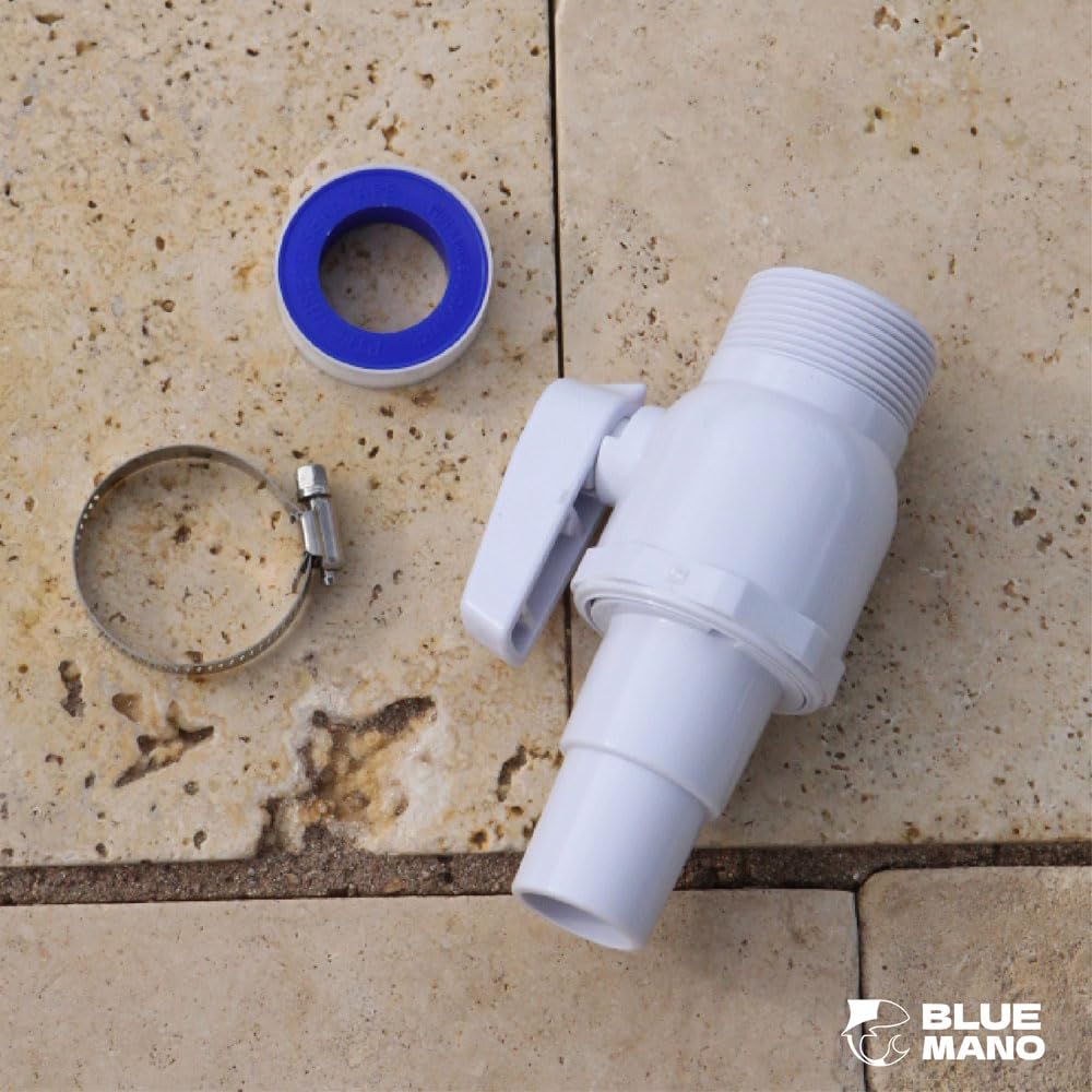 Blue Mano Ulepszony 2-drożny zawór kulowy, 3.8 cm MIP x 3.2 cm zawór odcinający basen MIP, bezpośredni zamiennik zaworu Hayward SP0729 i większości systemów filtrów basenowych naziemnych