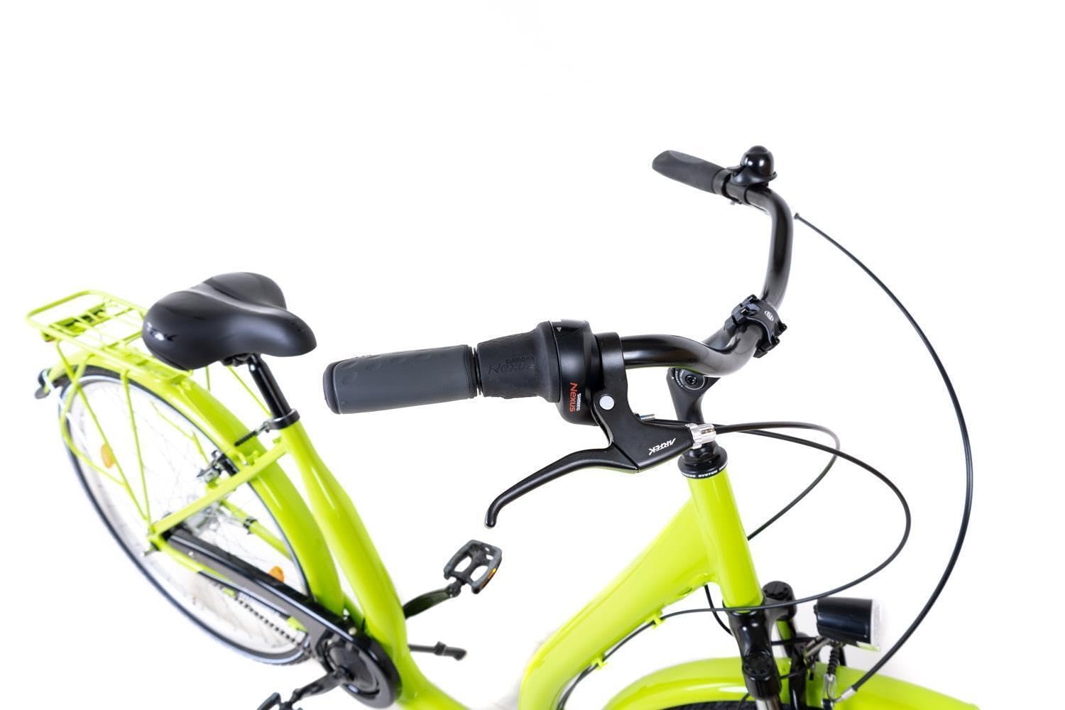 28 Zoll Alu Fahrrad City Bike Damen 7 Gang Nabenschaltung Tiefeinsteiger Hellgrün