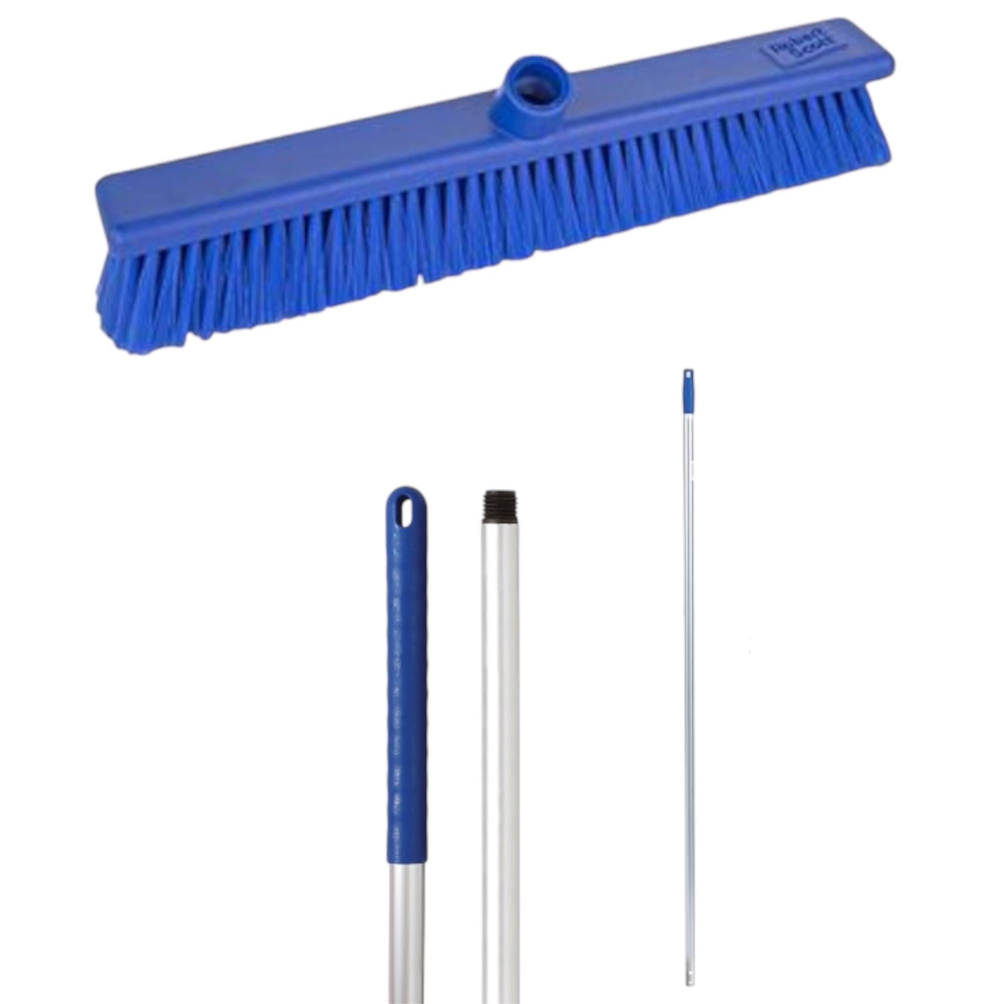 Aardvark Janitorial Supplies Blue Robert Scott Stiff Washable Broom Head 45Cm And 125Cm Hygiene Handle For Indoor And Outdoor Sweeping (Blue)