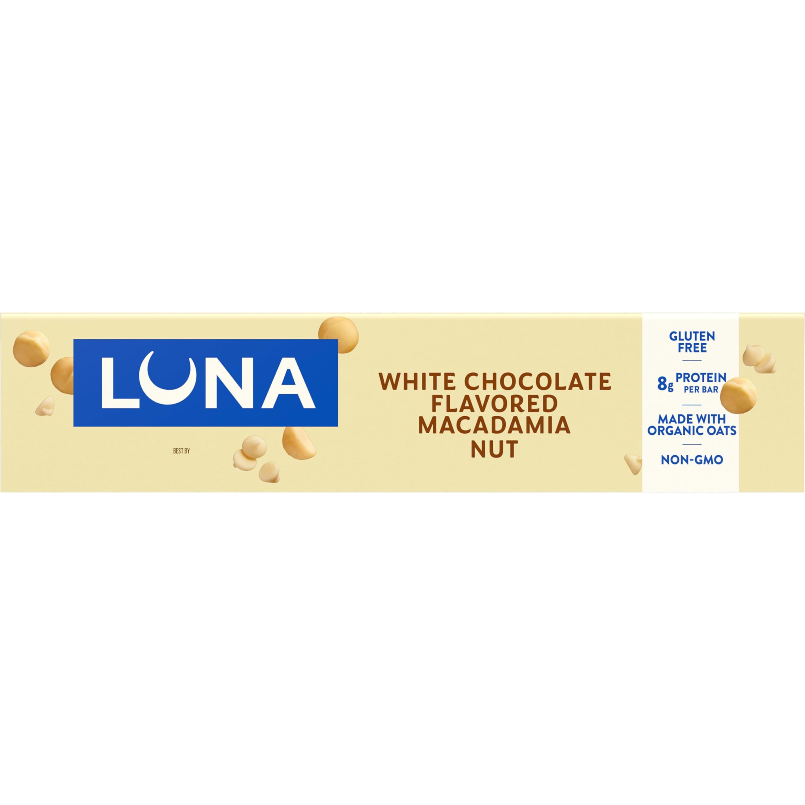 Clif Luna batonik, 0,960 kg, biała czekolada, makadamia, 15-częściowy