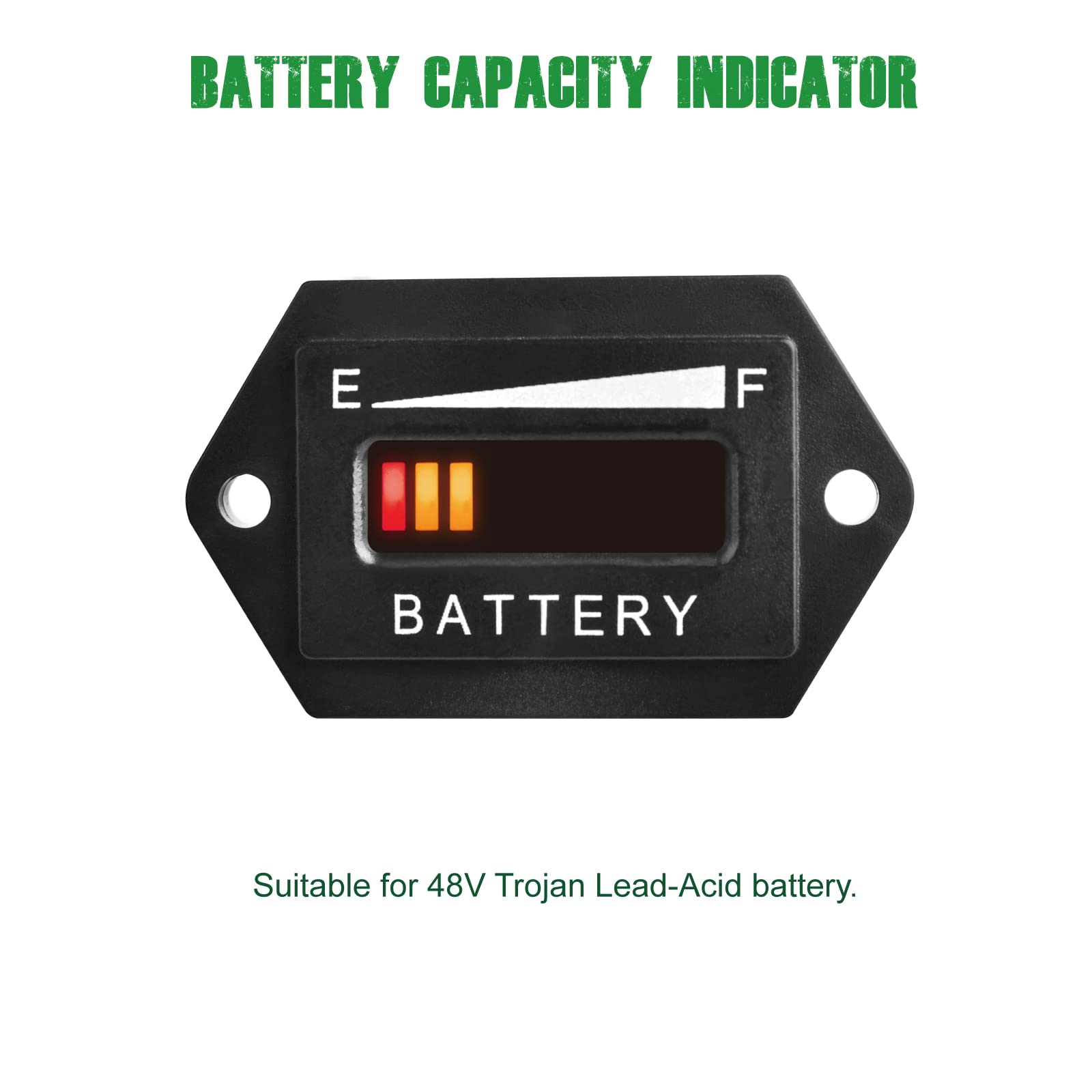 Yooreal LED 48V Battery Indicator Battery Monitor for Trojan Lead Acid Battery Powered Club Car Travel Trailer Forklift Scrubber Machine Ebike RV Electric Car