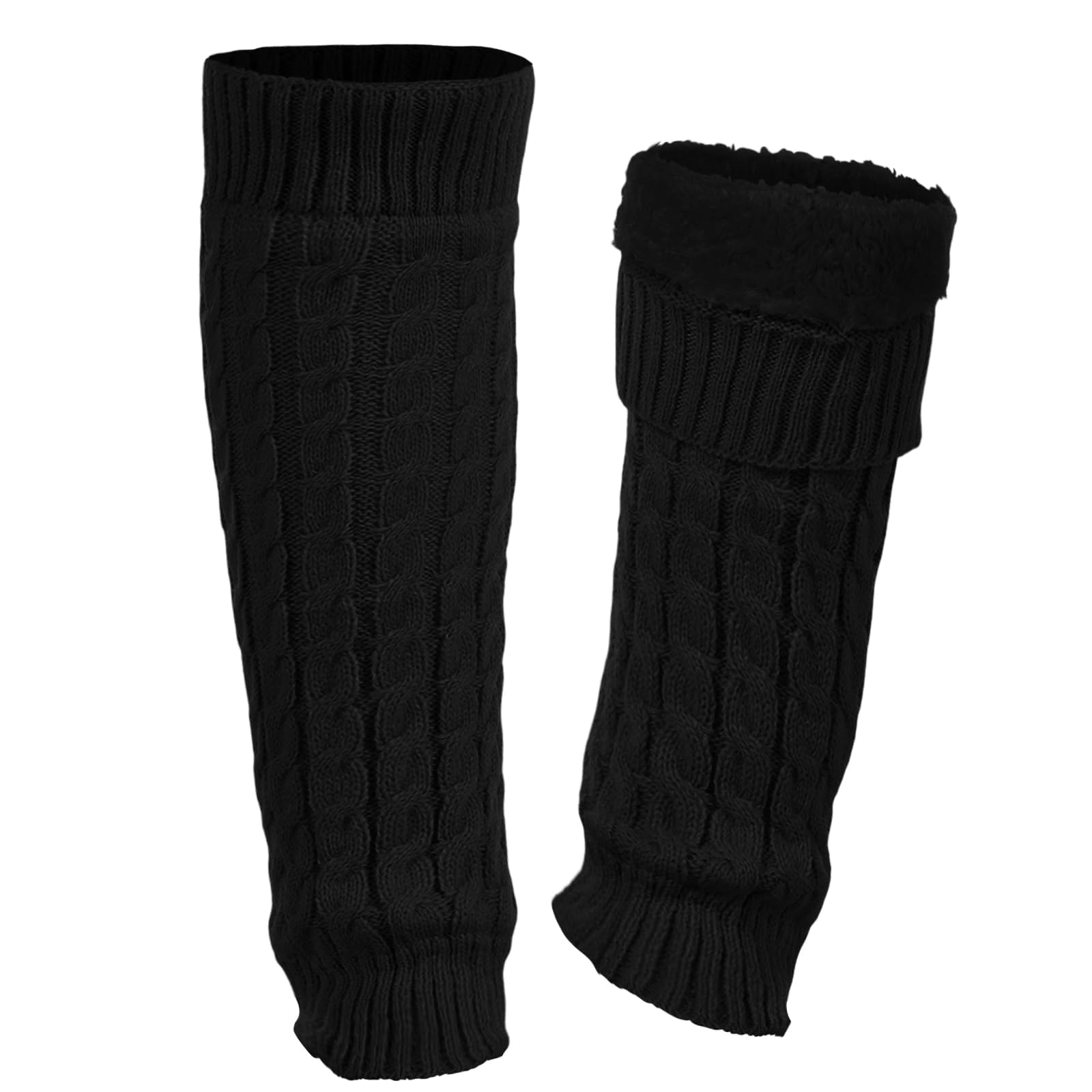Womens Fleece Lined Leg Warmers Knit Long Boot Socks Thick Winter Warm Thermal Skating Leg Warmer Daily Wear