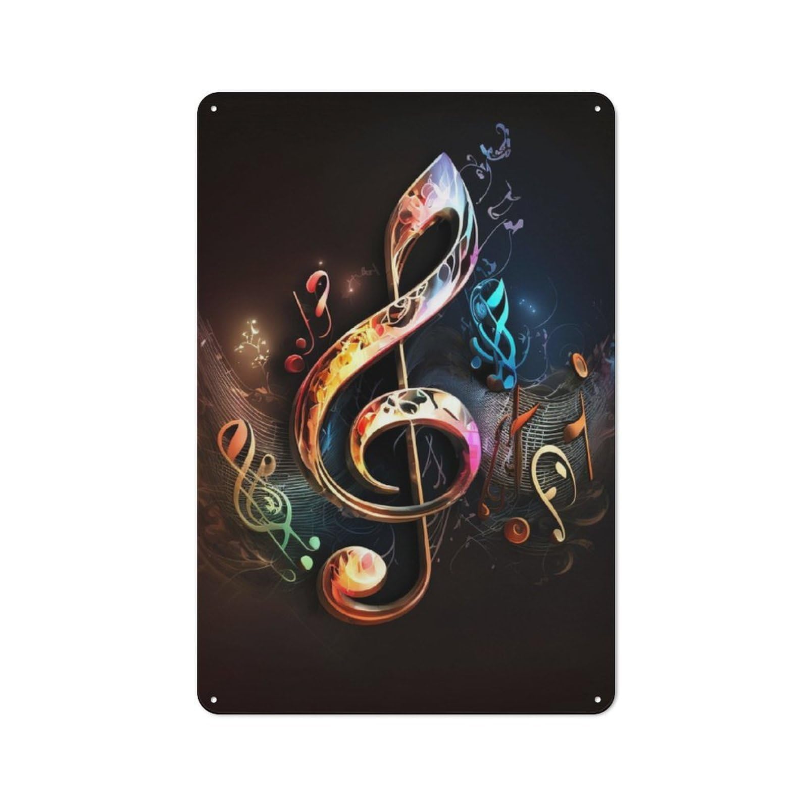 Vintage Tin Sign 30x20cm with Music Note for Café Or Restaurant, Suited to Wall Displays in Cafés And Restaurants