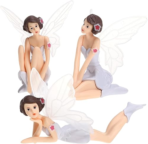 Amosfun 3 figuras de hadas, decoración de pastel de ángel, figura de princesa, decoración de tartas para niñas, cumpleaños, boda, decoración de