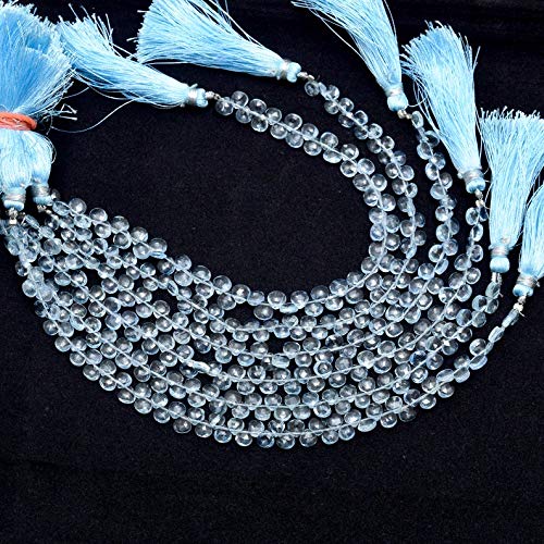 Perles à facettes lâches en Aigue-Marine de 7mm pour création de bijoux DIY
