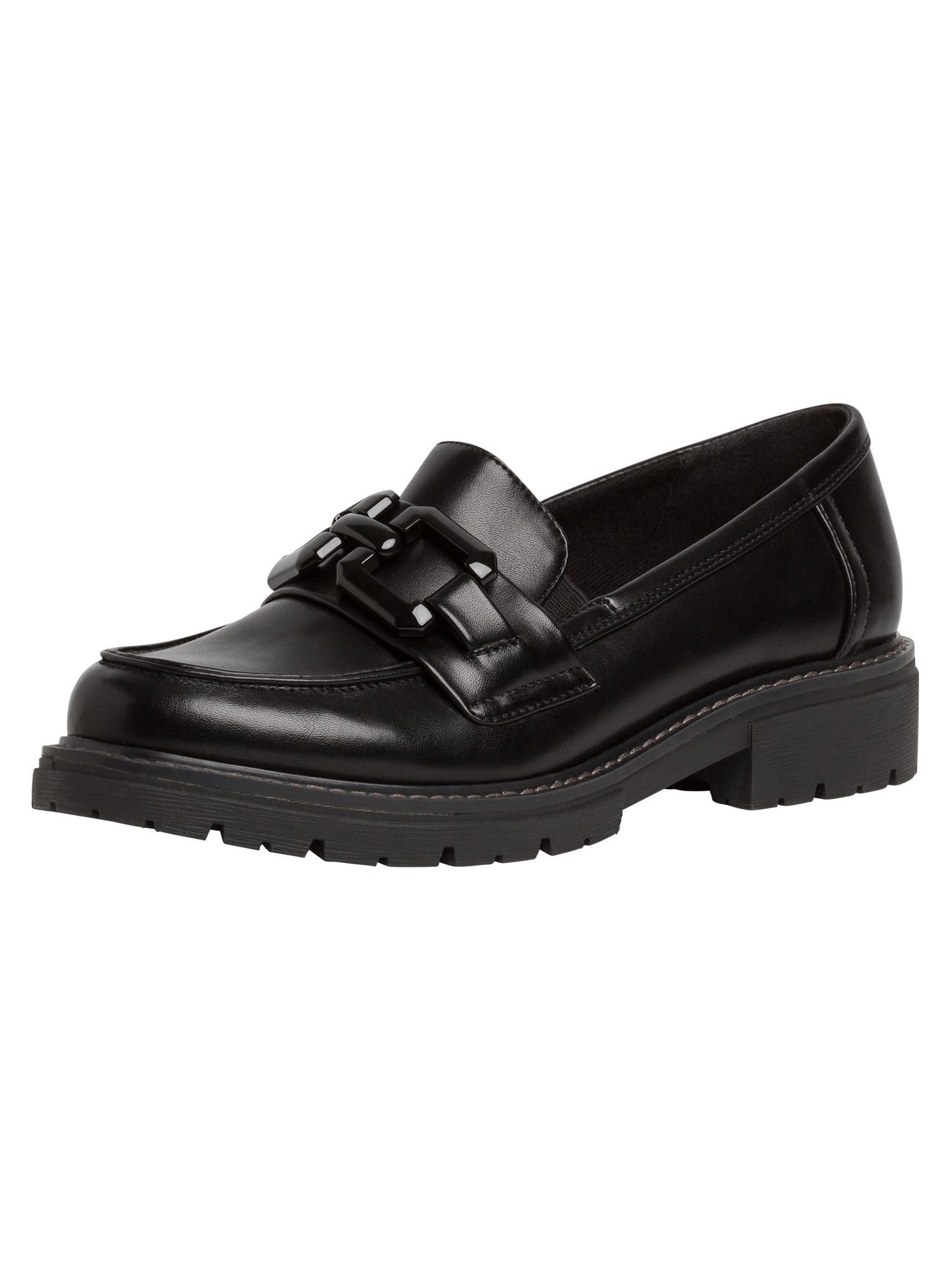 Jana Women's Softline 8-24764-41 Multi-Wide Comfortable Chain Fashionable Everyday Shoes Loafer, Black (Black Nappa), 5 UK