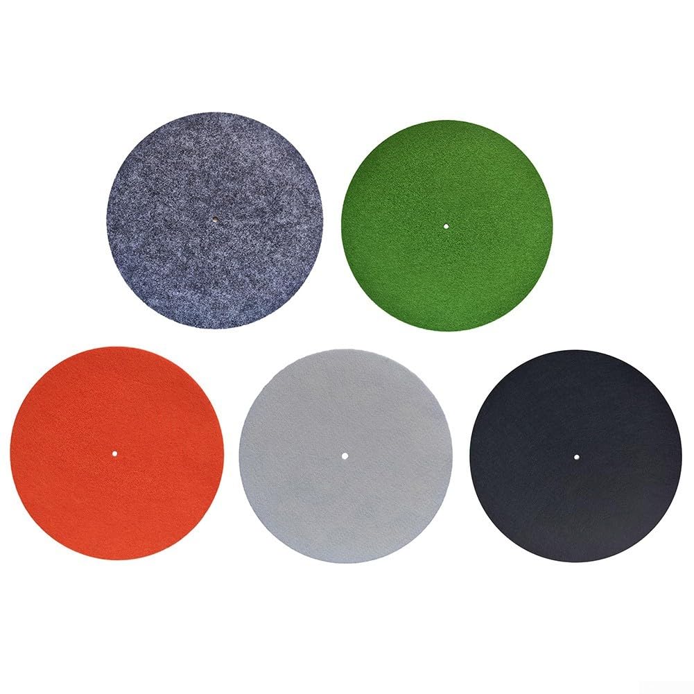 Tappetino per giradischi in feltro per fonografi e lettori CD, antiscivolo, in vinile, stampa digitale, in tinta unita, diametro 295 mm, morbido feltro protettivo (295 cm, verde)