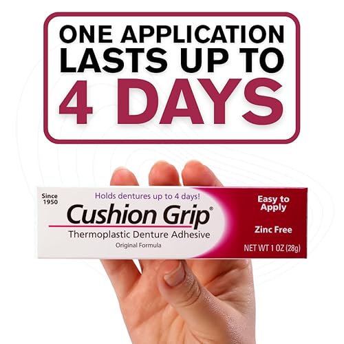 Miniatura 8 de Cushion Grip Adhesivo termoplástico para dentaduras postizas de 1 onza (paquete de 2), extra fuerte que soporta hasta 4 días, resistencia
