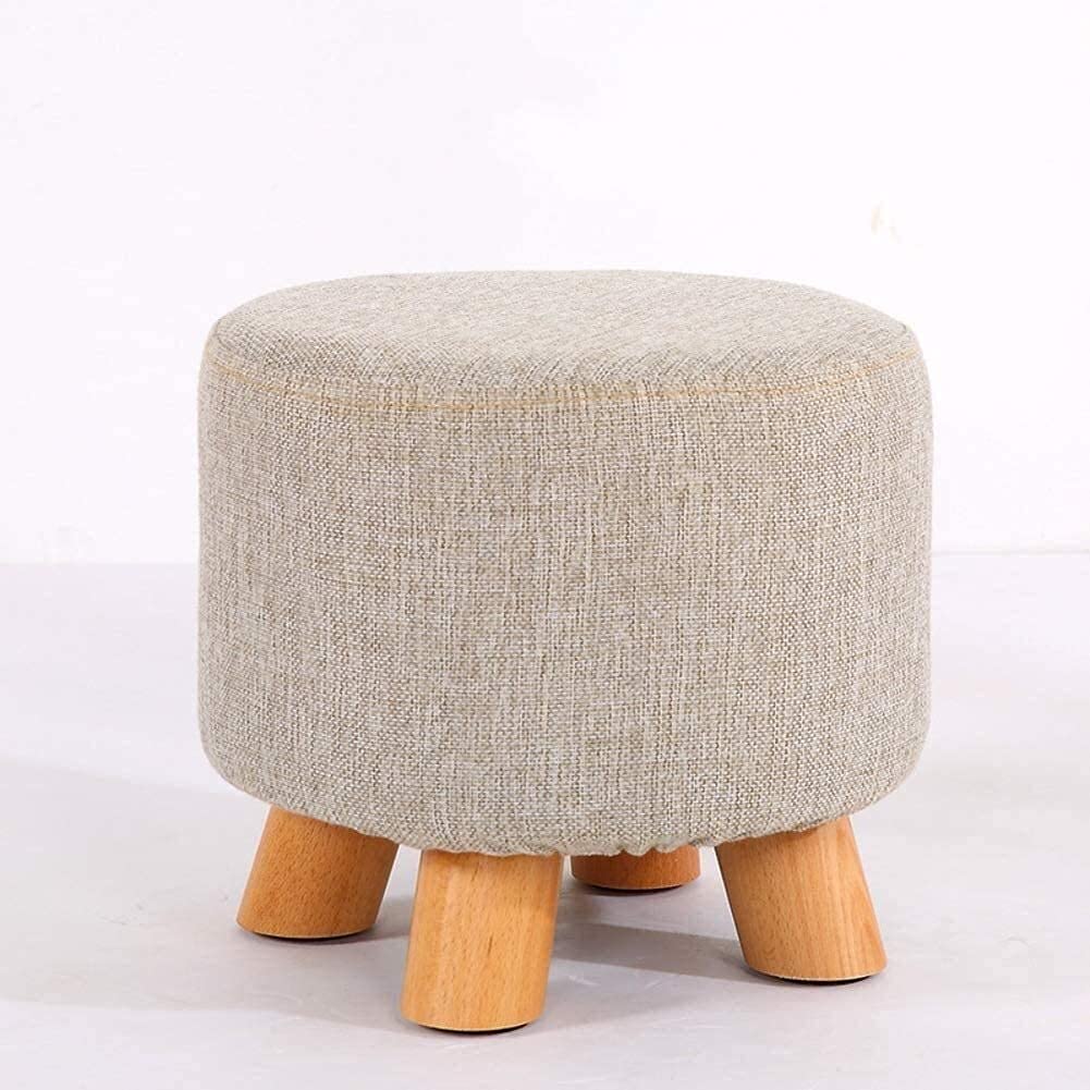 Repose-pieds en bois petit tabouret bas déco avec assise tissu amovible