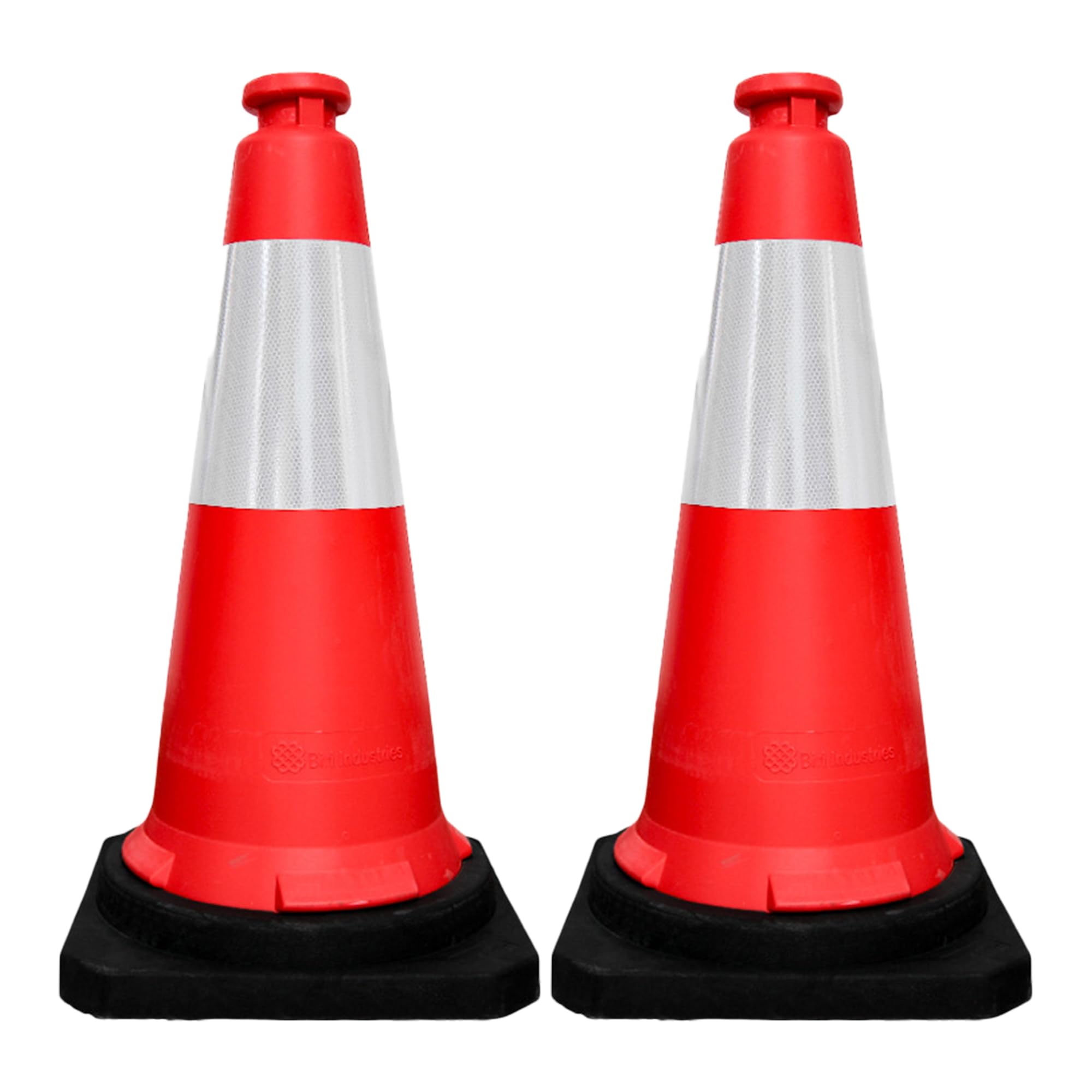 Berry Traffic Safety Cone PPC with PE Base | 75 CM Road Safety Reflective Traffic | High Visibility Red Traffic Cone | Portable Wind Resistant Traffic Cone with Black Base (2 Cones)