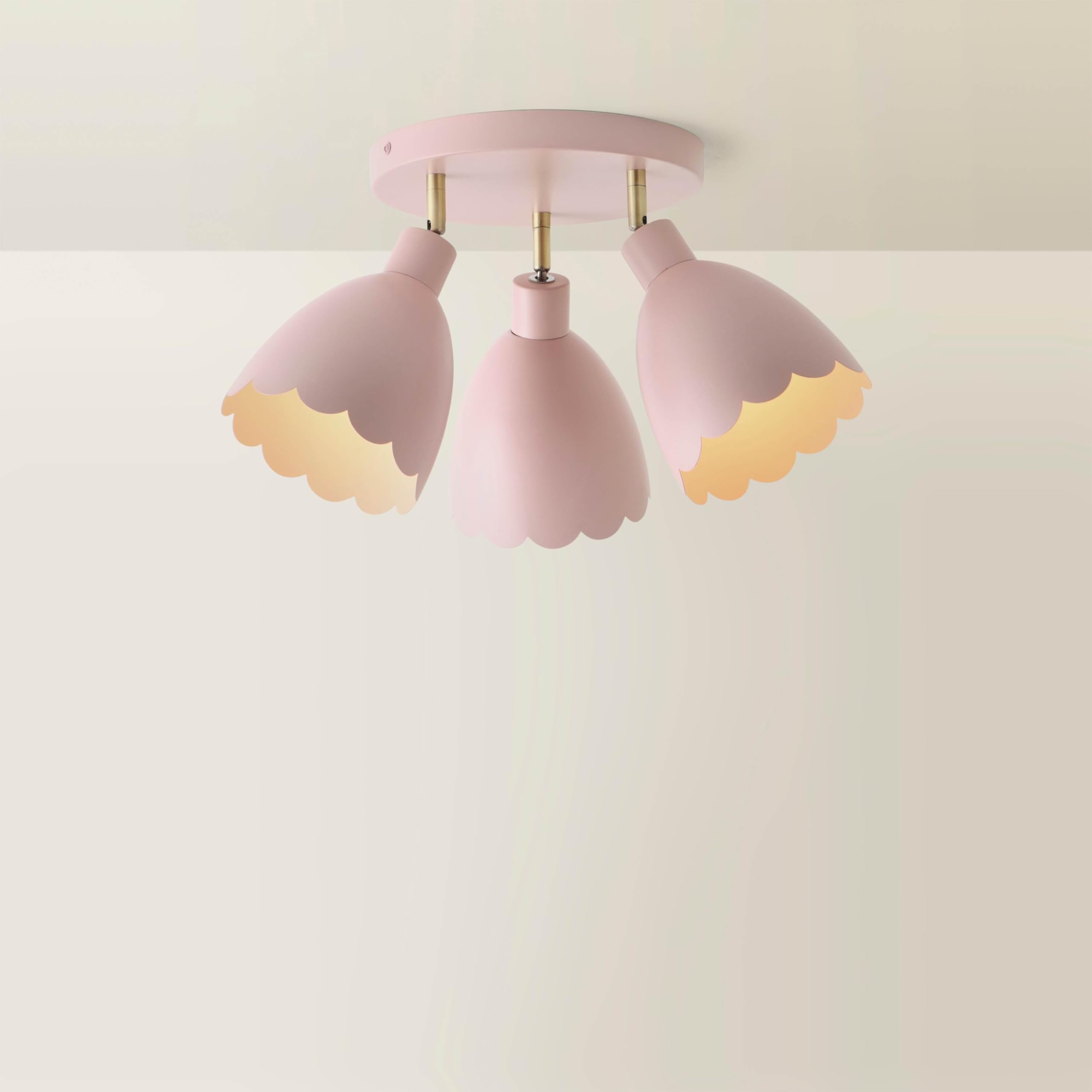 Valuelights Pink - Rose Pink | Millie Rose Pink Scallop 3 Way Adjustable Round Spotlight And Bulbs | Ceiling Light, Home Décor & Improvement Essential | Bulb Included