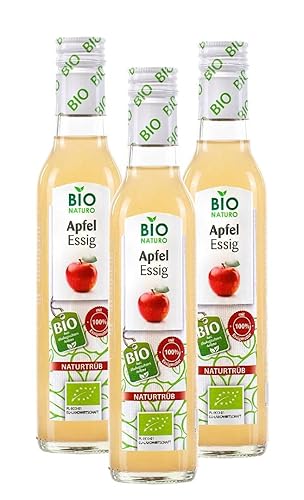 Apfelessig mit der Essig-Mutter, Unpasteurisiert, Organic, BioNaturo, 3er Pack (3x250ml)