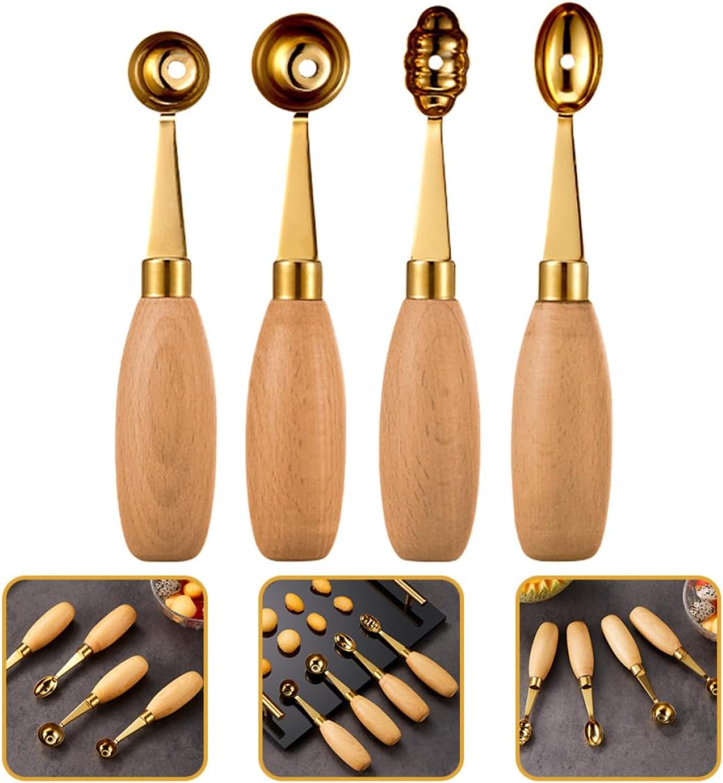 4Pcs Stainless Steel Melon Ball Maker with Smooth Rounded Scoops for Watermelon Cantaloupe Ice Cream Fruit Dessert Easy to Clean and Safe for Home and Professional Use