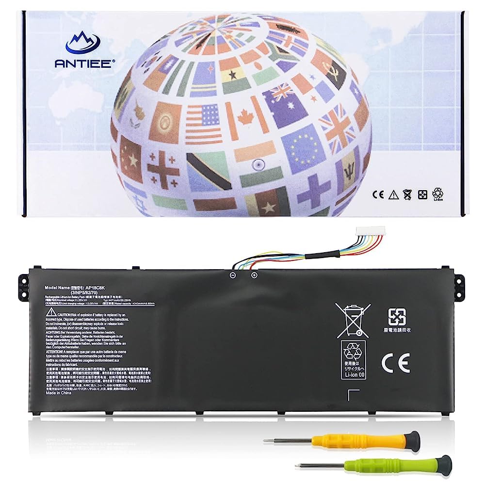 Batteria notebook ANTIEE AP18C8K Acer Swift3 SF314 Aspire5 A515 A715 Spin3 | 11,52V 50,29Wh, compatibile 3INP5/82/70 SF314-42 SF314-57 CB315 A514 A515 A715 TMP215 Spin3 sostitutiva