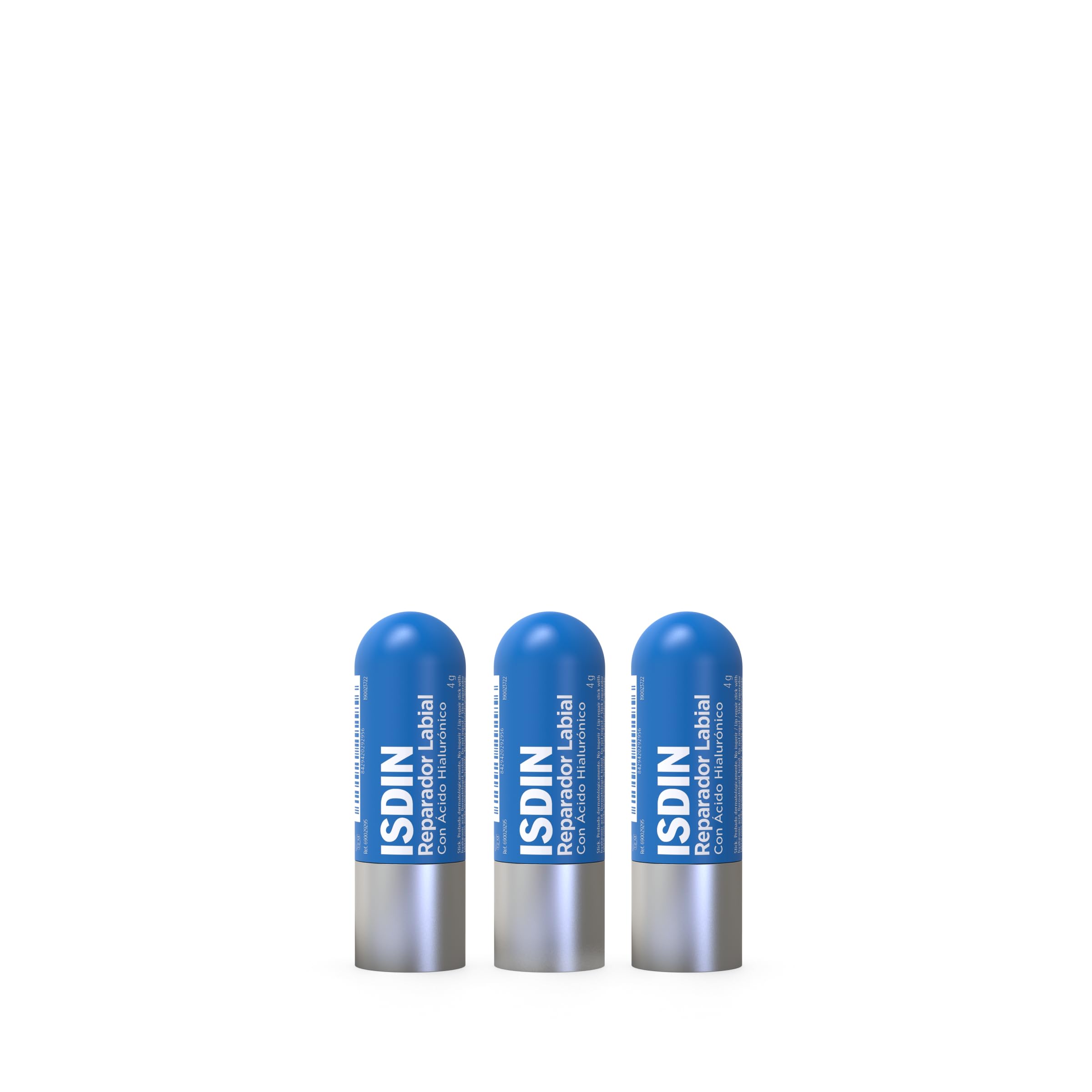 ISDIN Reparador Labial Stick, PACK TRIO Reparador Labial en barra con ácido hialurónico que protege y repara los labios, 3 unidades, 12g