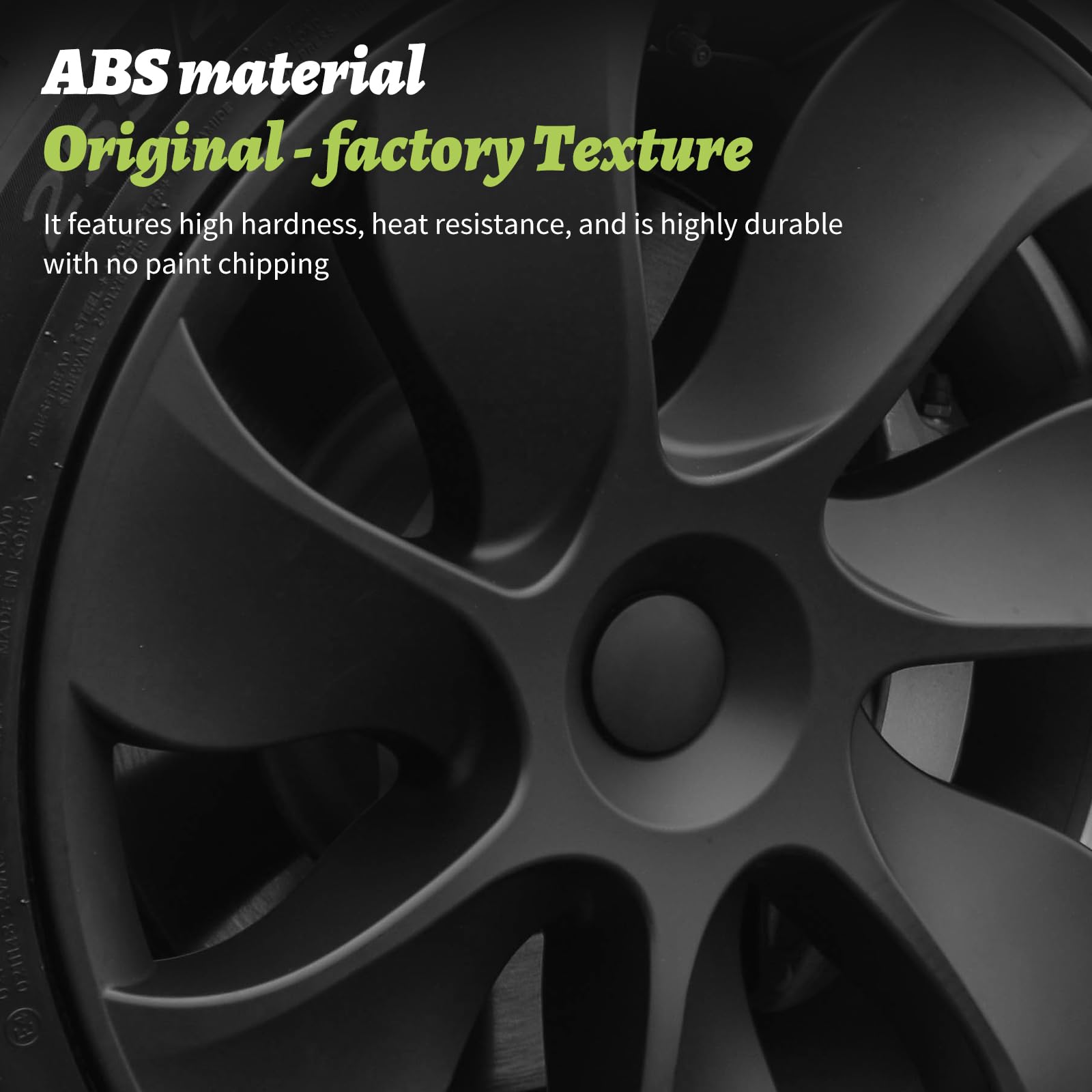 4 PCS 19 Tesla Model Y 2020-2024 Wheel Covers Black ABS Cyclone Style Hubcaps image 7