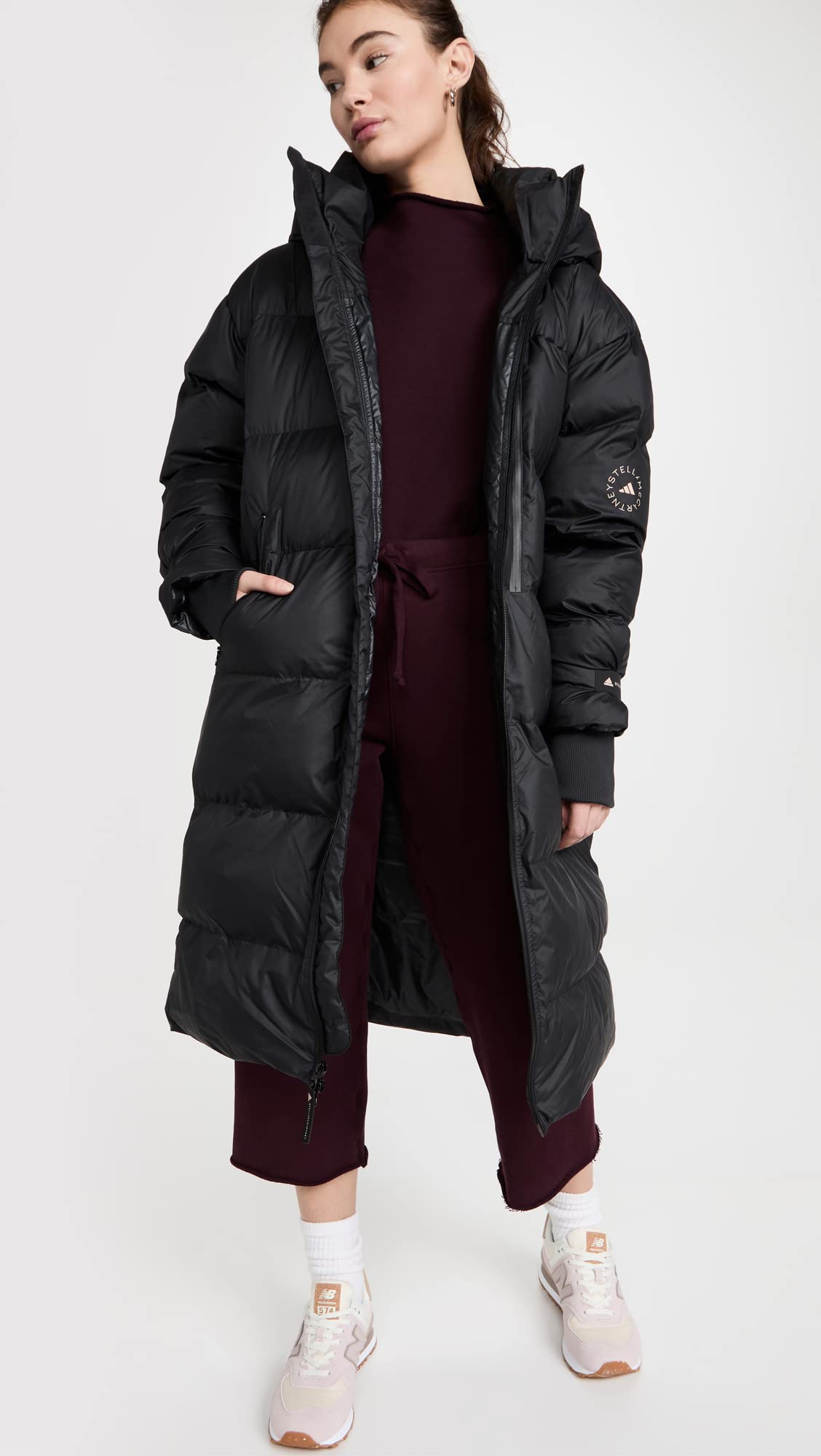 adidas by Stella McCartney Women's Long Puffer Jacket, Black, M