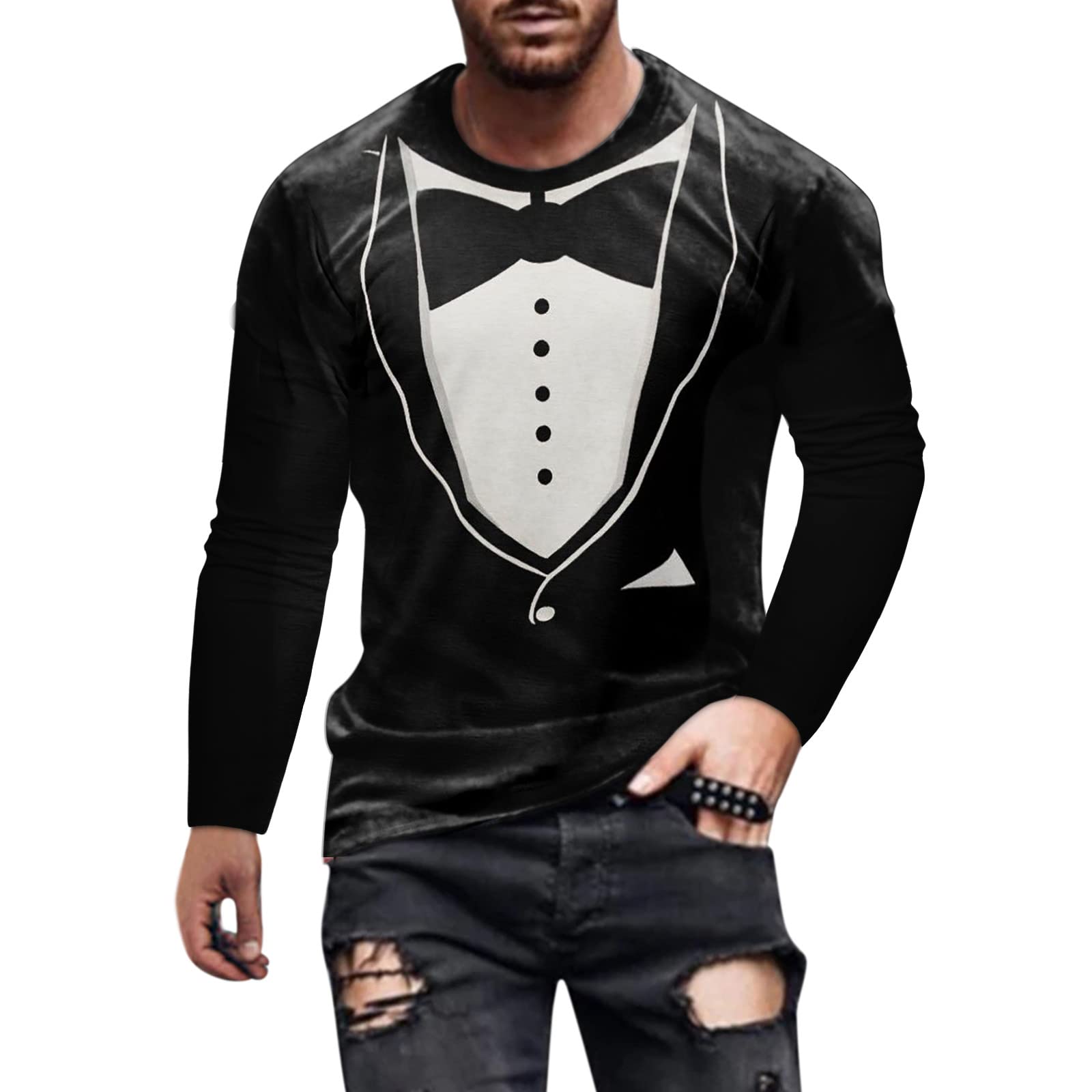 Herren Langarm T-Shirt für Casual Style Sport Outdoor Aktivitäten mit Modernem Print Design