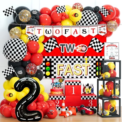 Fiesec Two Fast Birthday Decorations – 131 PCs Race Car