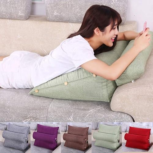 Miniatura 4 de Ochine Almohada de lectura y televisión en forma de cuña con almohada ajustable para el cuello y bolsillos para la espalda y el cuello, almohada de