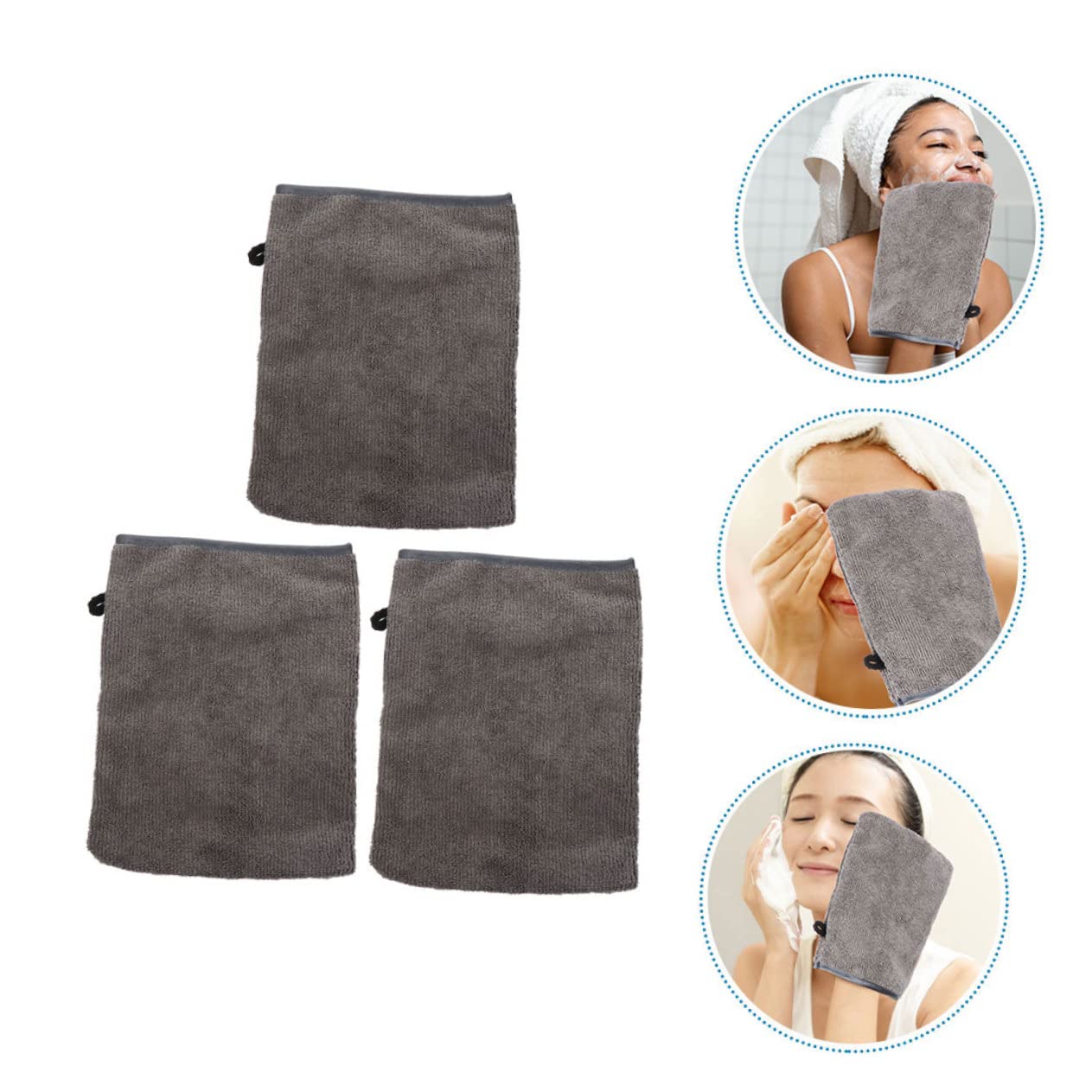 SHERCHPRY 5 Sätze Reinigungsgaze Abdeckung Wiederverwendbarer Gesichtswäscher Entferner Peeling Handschuh Gesichtshandschuhe Handreiniger Sanfte Reinigungshandschuhe 3 Stücke * 5