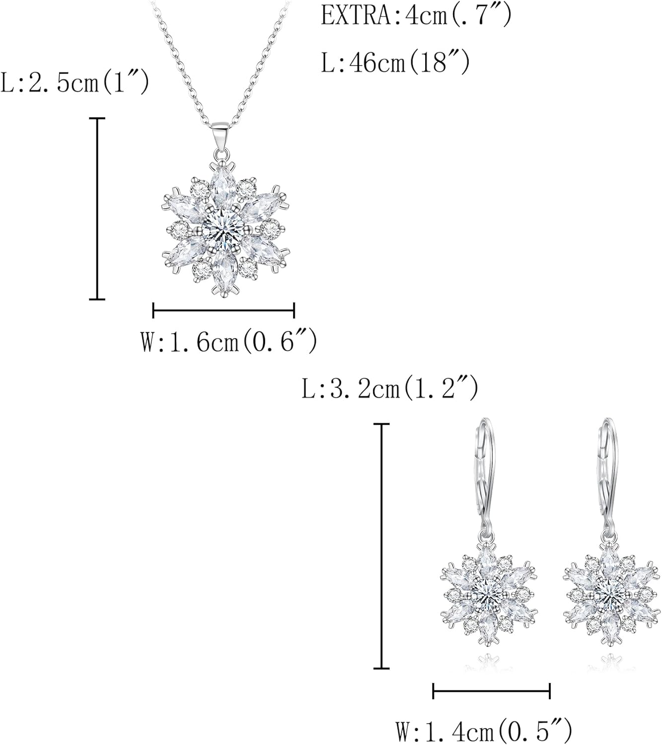 FANZE Fashion Cubic Zircon Snoweflake Jewelry Set for Women Snow Dangle Earring Hypoalllergenic Trendy Gift for New Years Chrismas Thanksgiving - Image 6