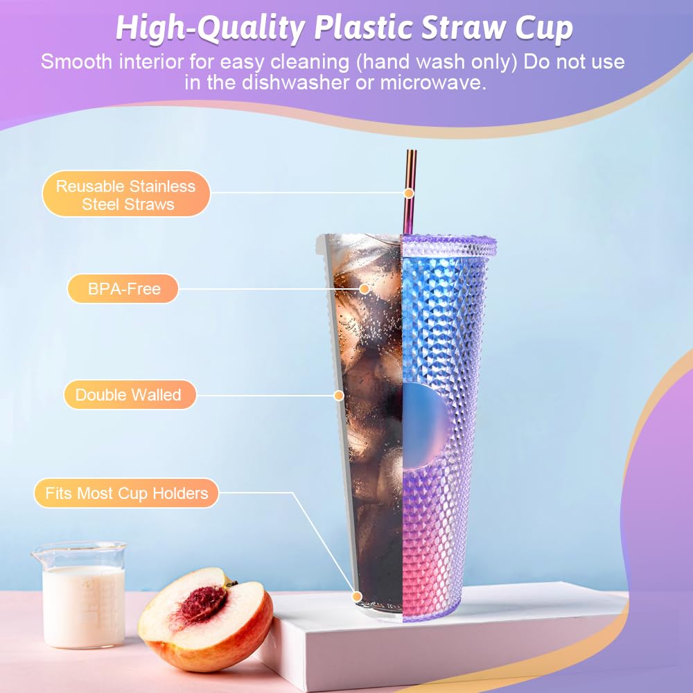 Set 2 Bicchieri A Coste In Vetro - 530ml, Con Cannucce E Spazzola, Stile Retrò - Foto 4