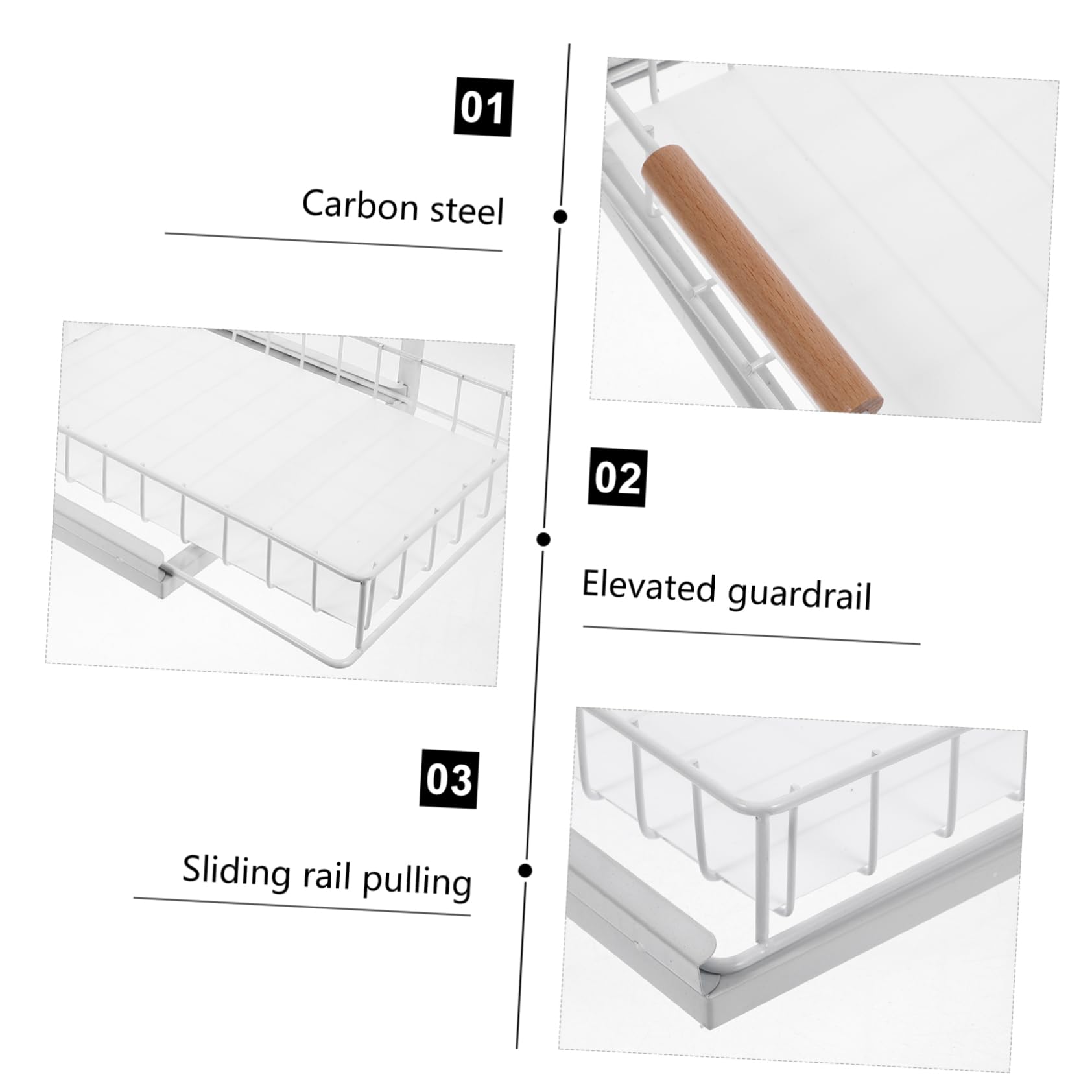 COLLBATH Organizer Capiente Sottolavello Cucina a 2 Livelli Estraibile e Scaffale Porta in Acciaio al Carbonio Bianco Pratico Spezie