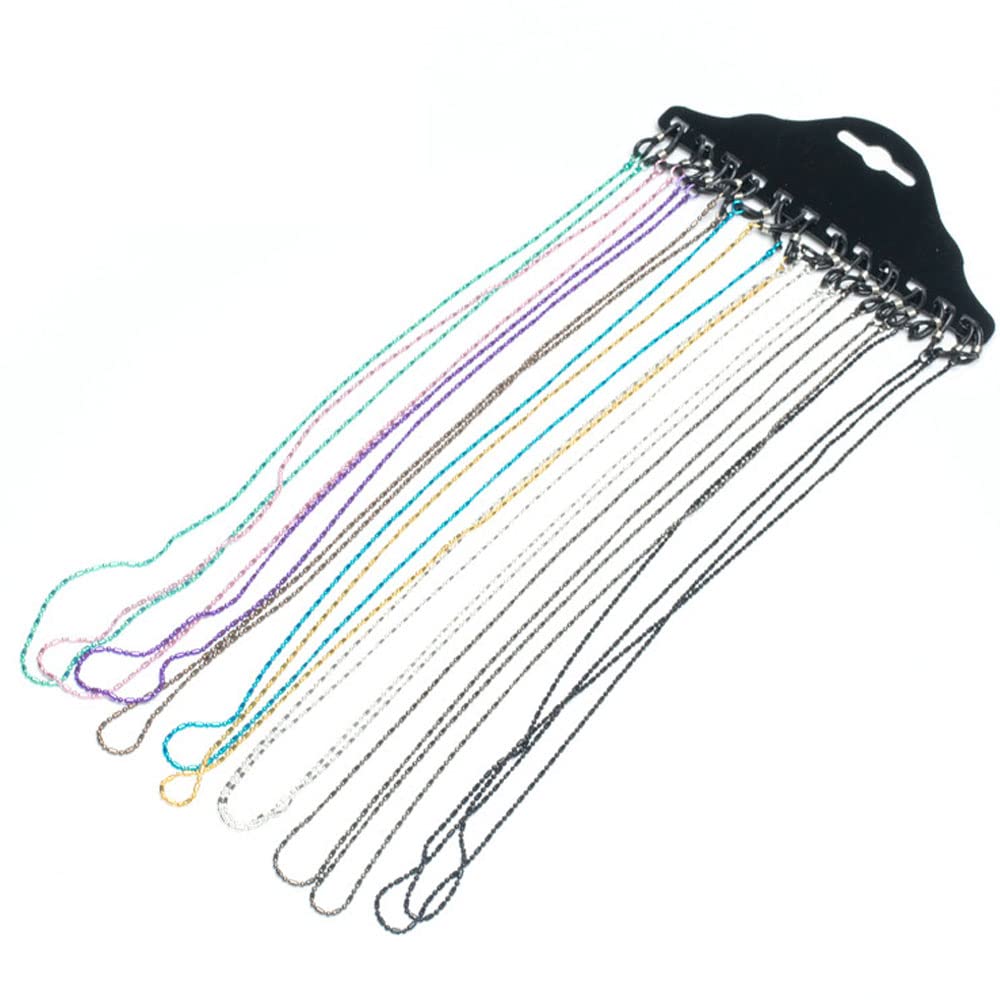 AmasawaCadena de Gafas(12 Pcs),vidrios de Moda Multicolor Cadena de Cadena Gafas/Gafas Cadena/Gafas línea/Gafas de Sol Cadena Cuello cordón/Gafas Marco Cuello Cuerda.