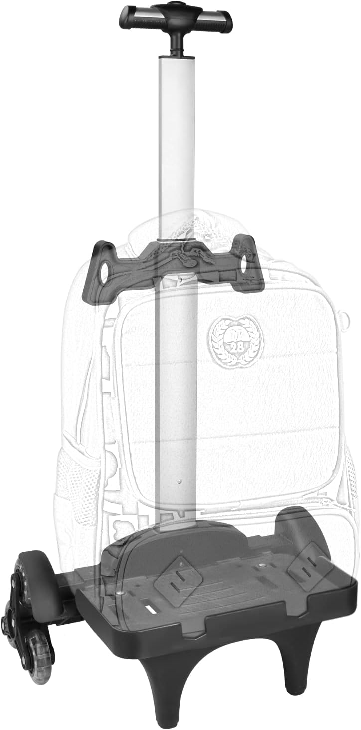 Backpack Trolley Wheeled Cart, Backpack Hand Truck with Net Bag, Aluminium Alloy Folding Trolley Cart for Schoolbag Backpack Travel (6 Wheels with Edge Guard)