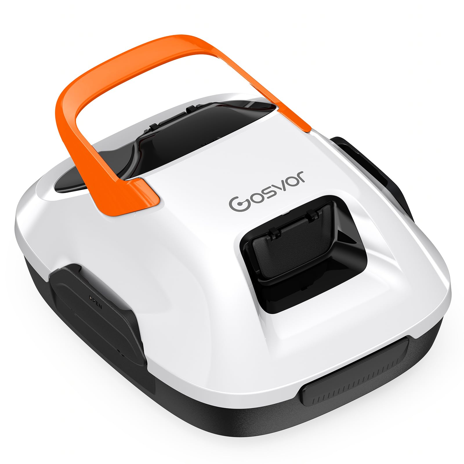 cordless robotic pool cleaner, lasts 90 min, automatic vacuum for above-ground pools up to 860 sq.ft, portable, self-parking, white ( used)