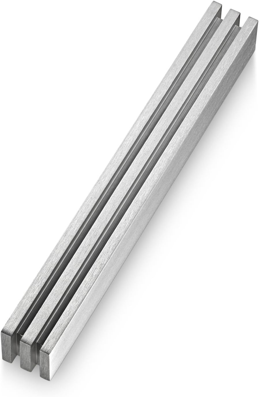 Mezuzah Case Vertical Laser Cut Channels Brushed Aluminum - Silver, 6.3"
